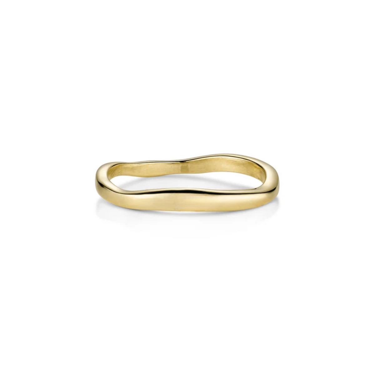 14k gold wavy band on white background
