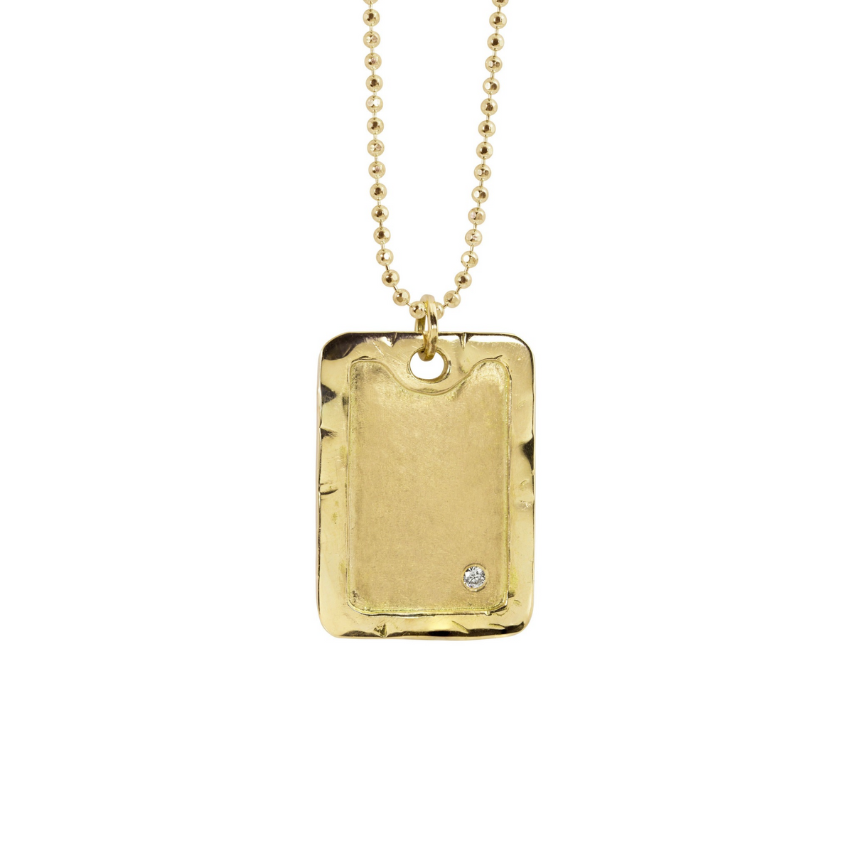 14k gold dog tag pendant with white background