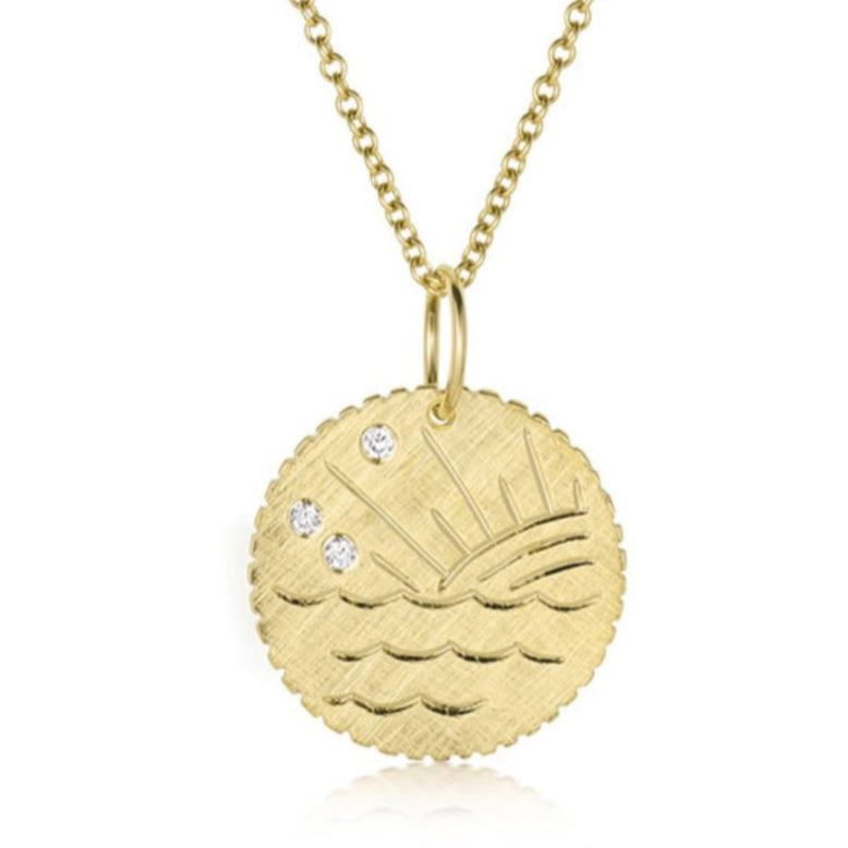 14k Yellow Gold Small Diamond Sun and Star Disc Necklace by Julez Bryant – Chain Sold Separately