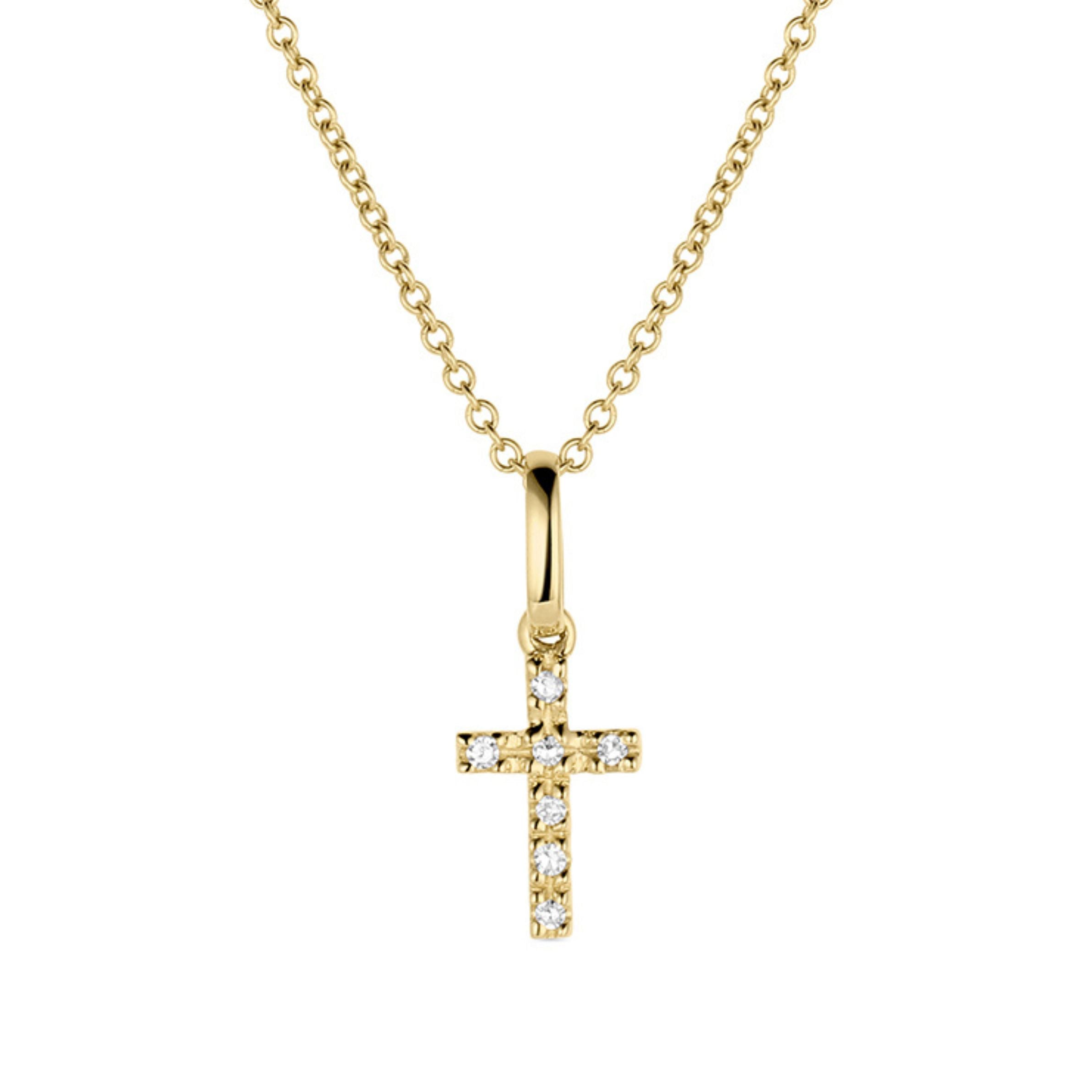 14k Gold Diamond Baby Cross