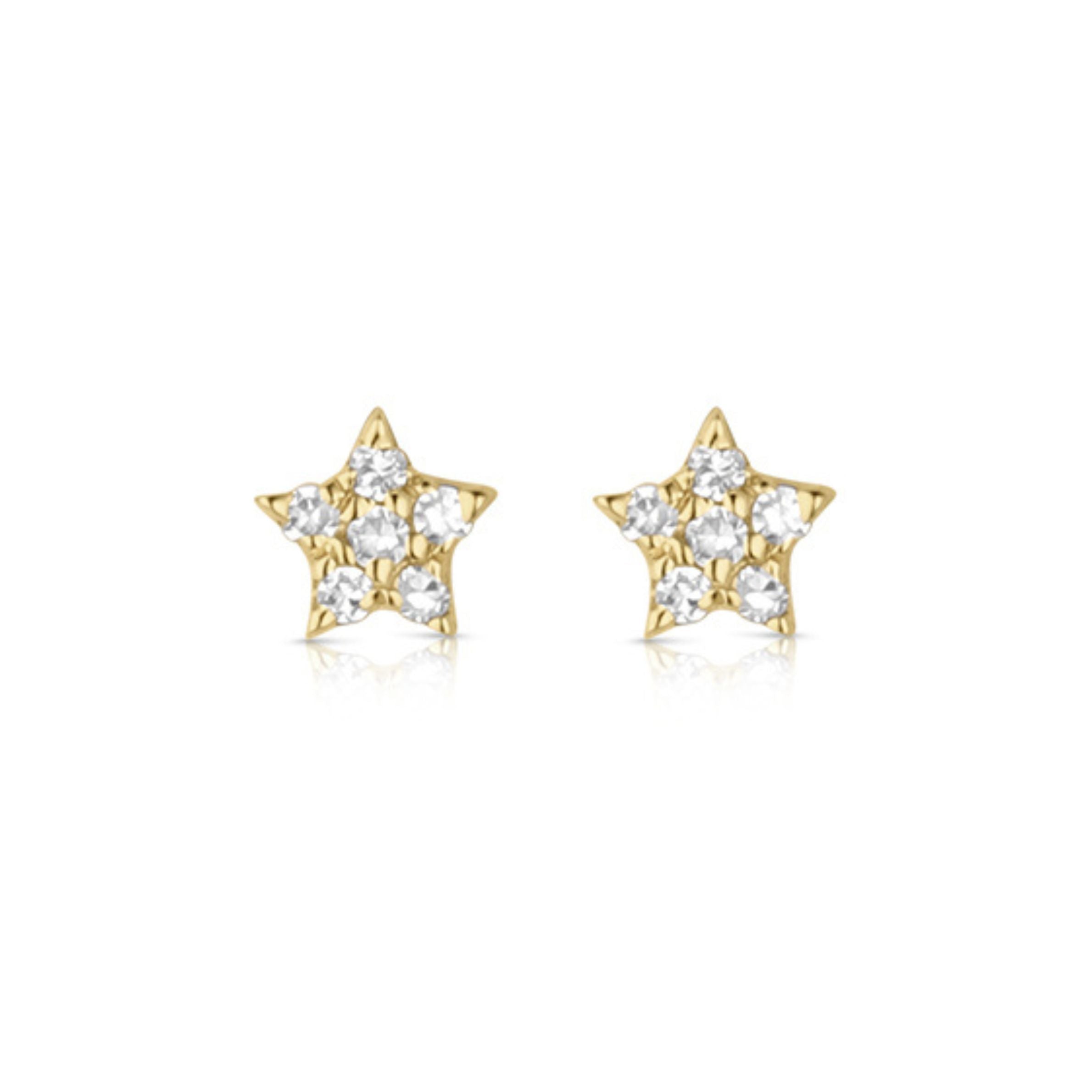 14k Gold Diamond star Earrings