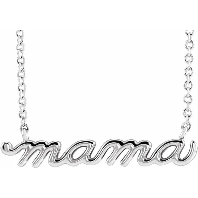 14k Gold Mama Script Necklace