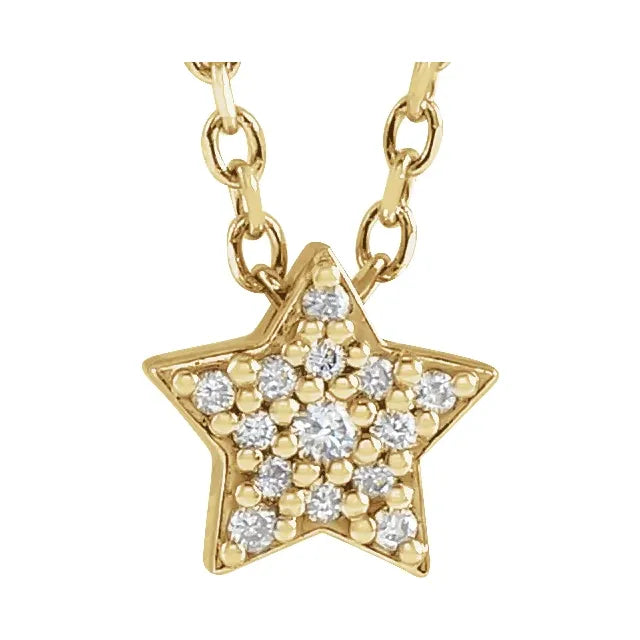 14k gold Star Diamond Charm Necklace