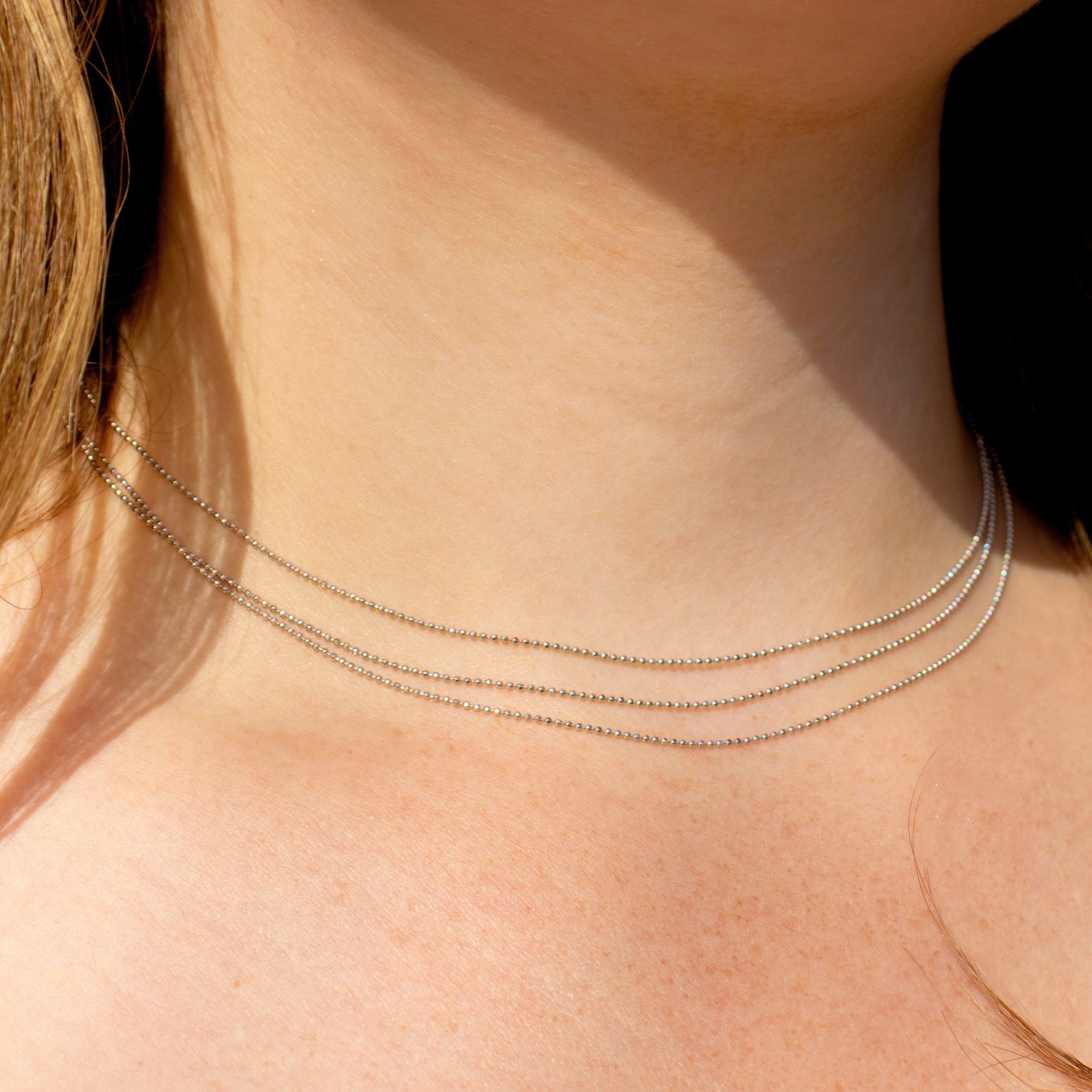 1.0mm CHAI 14k Gold Triple-Layer Dainty Choker | Dainty Necklace