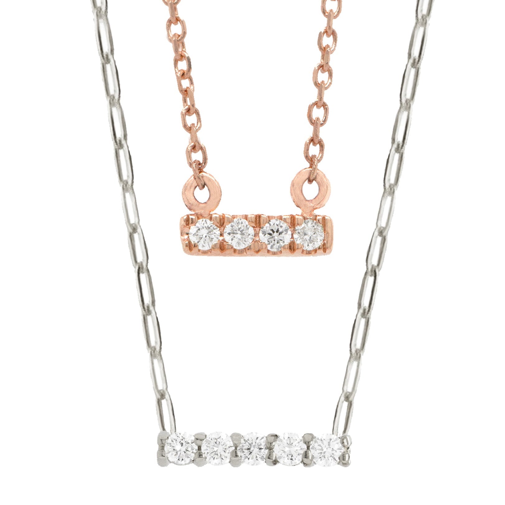 ALMA 14k Gold Diamond Bar Necklace on Cable Chain