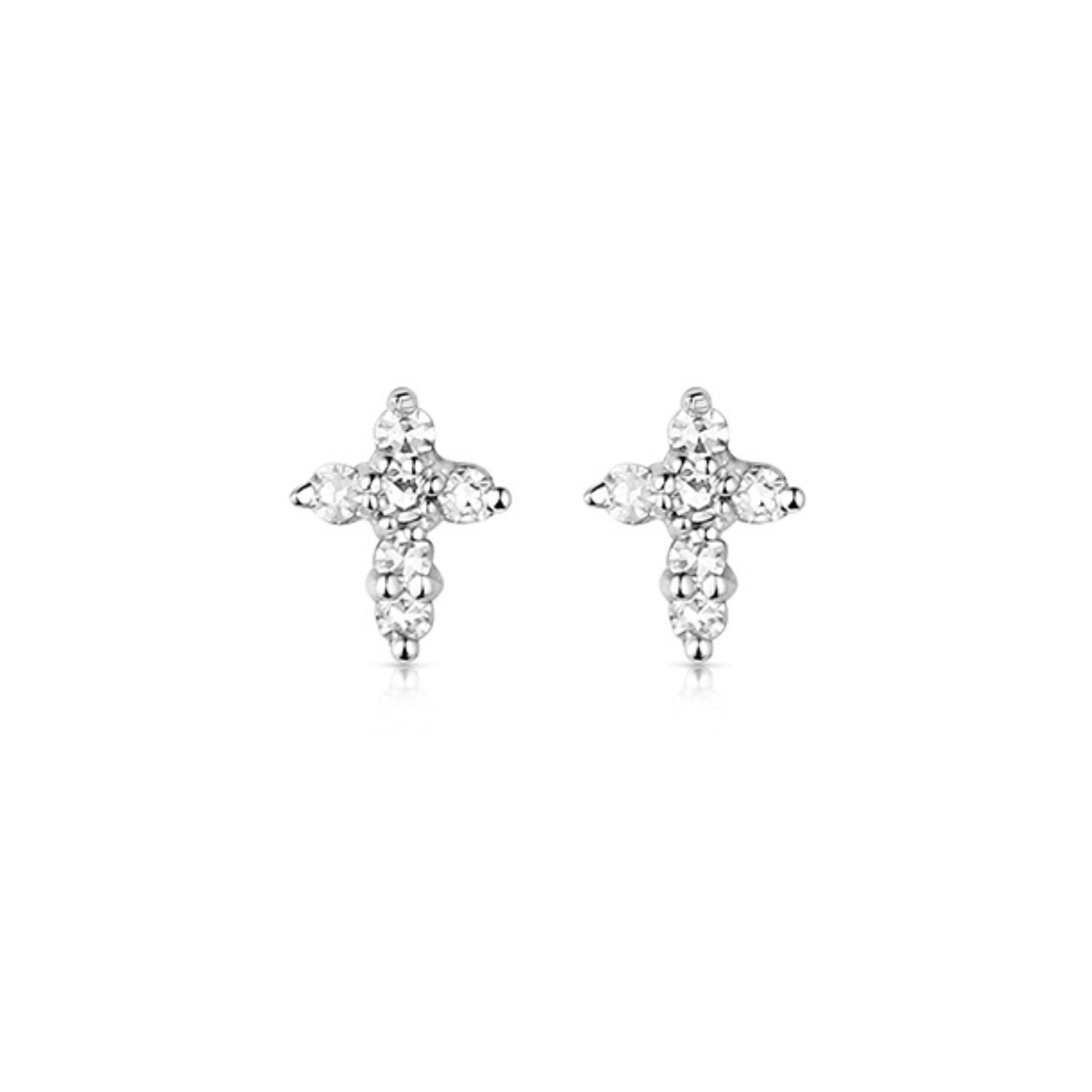 LARK by JB Baby 14k Gold with White Diamond Cross Earrings-Lark Collection by JB