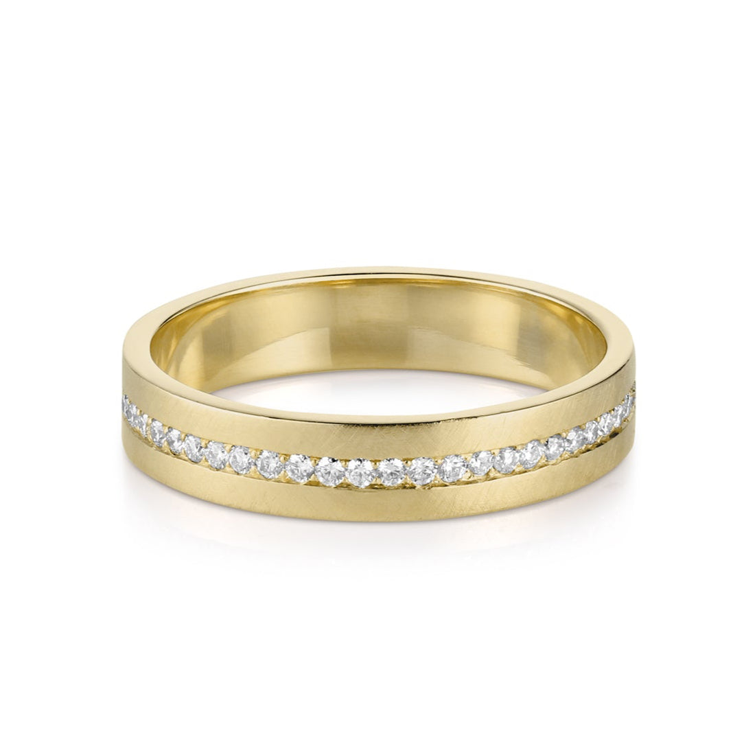 14k gold cigar band with diamond detail