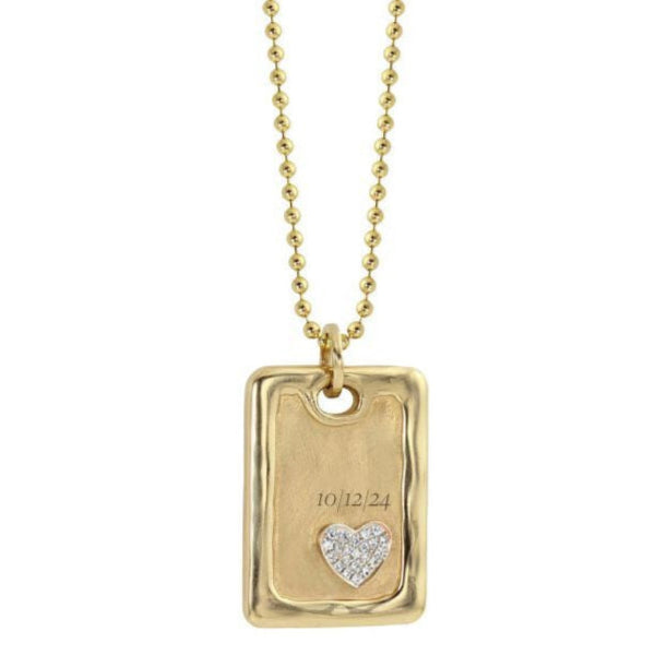 Engraved 14k Gold Dog Tag Charm Rectangle