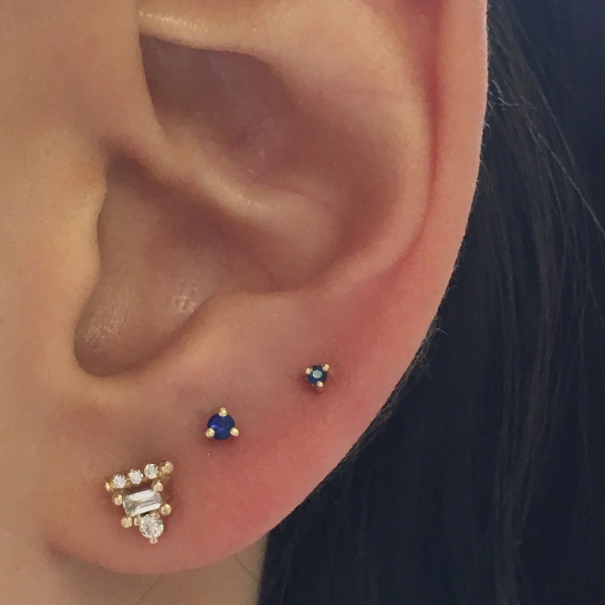 Jennie Kwon Diamond Baguette Bar Stud Earring