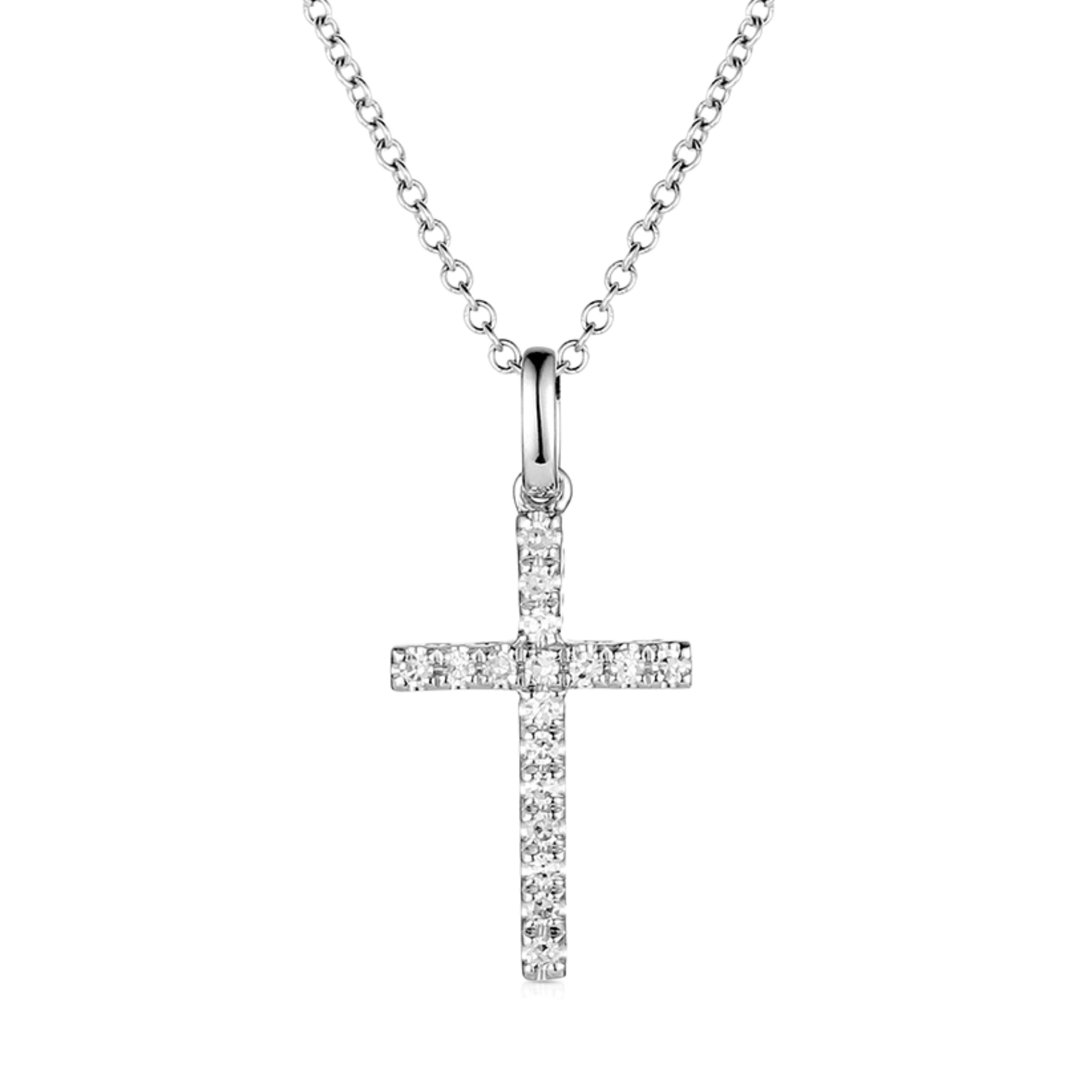 Small White gold Cross with Diamonds