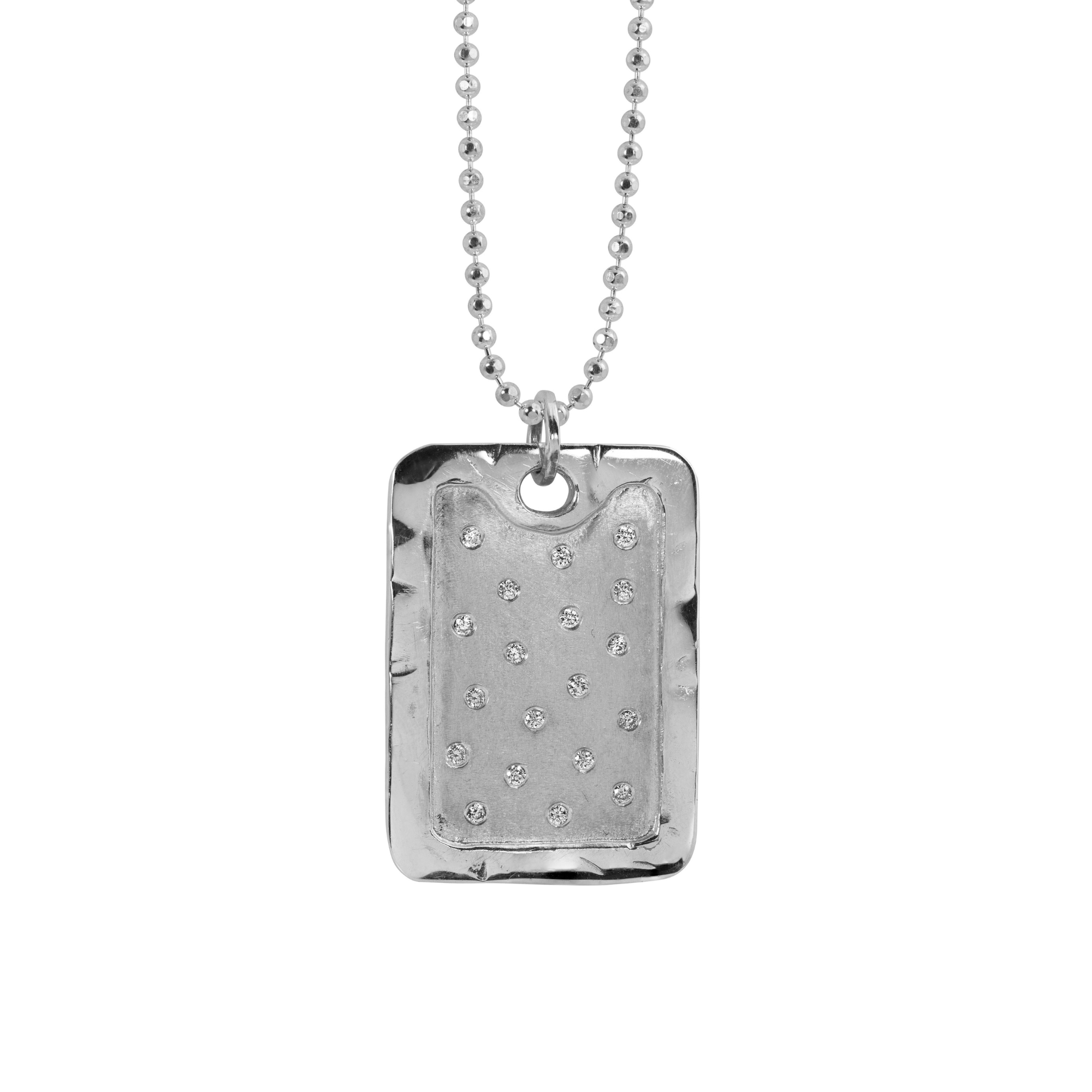 DANI Extra-Large Sterling Silver Dog Tag with White Diamonds