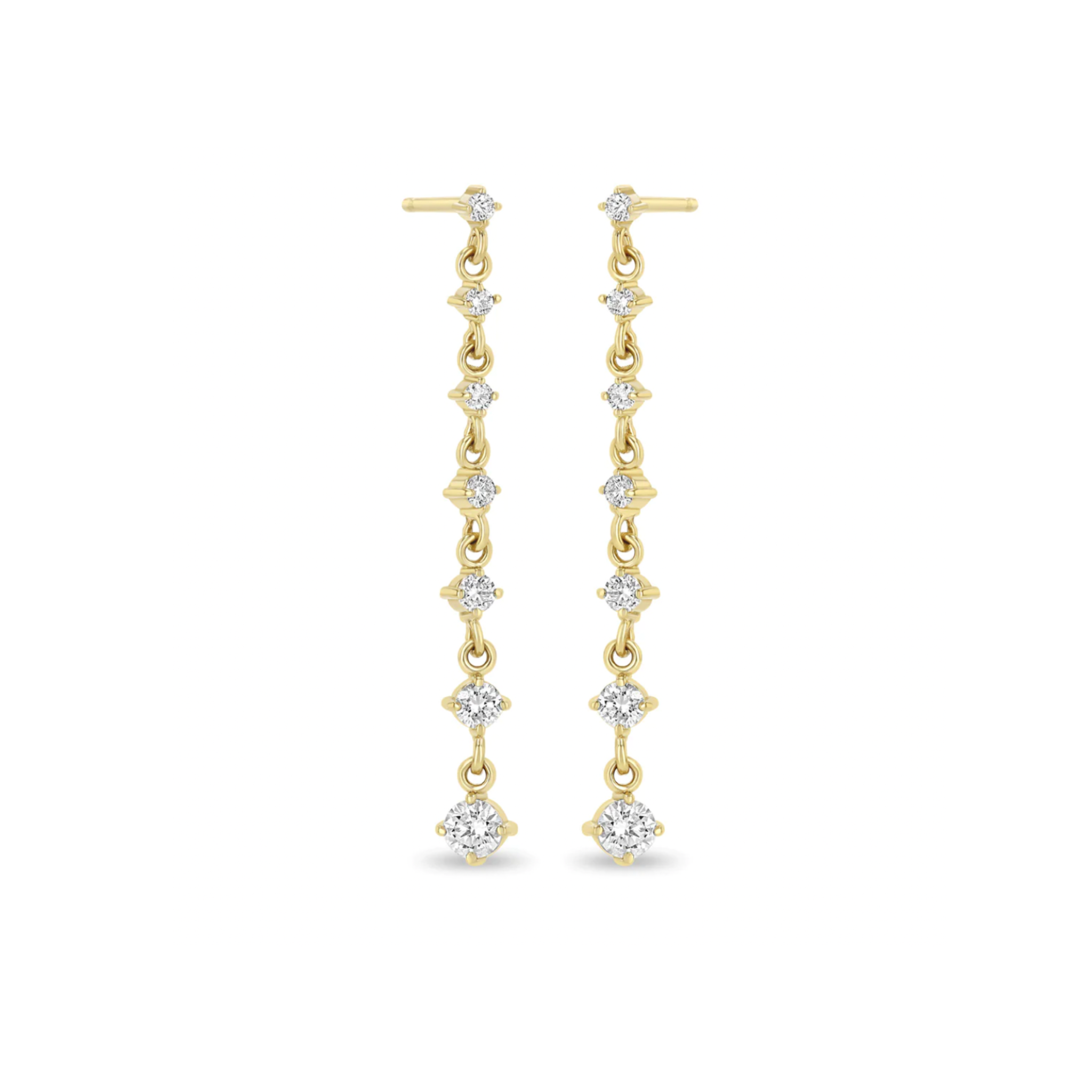 Zoe Chicco 14k 7 Linked Graduated Prong Diamond Drop Earrings