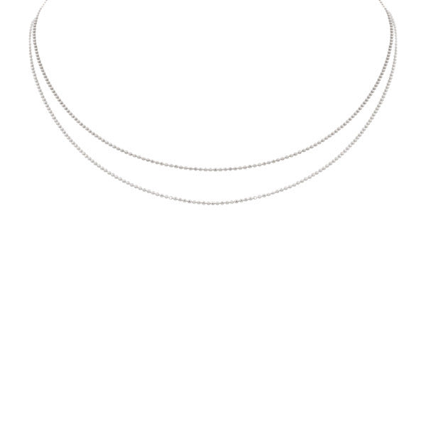 2 tier 14k white gold diamond cut ball chain necklace by Julez Bryant
