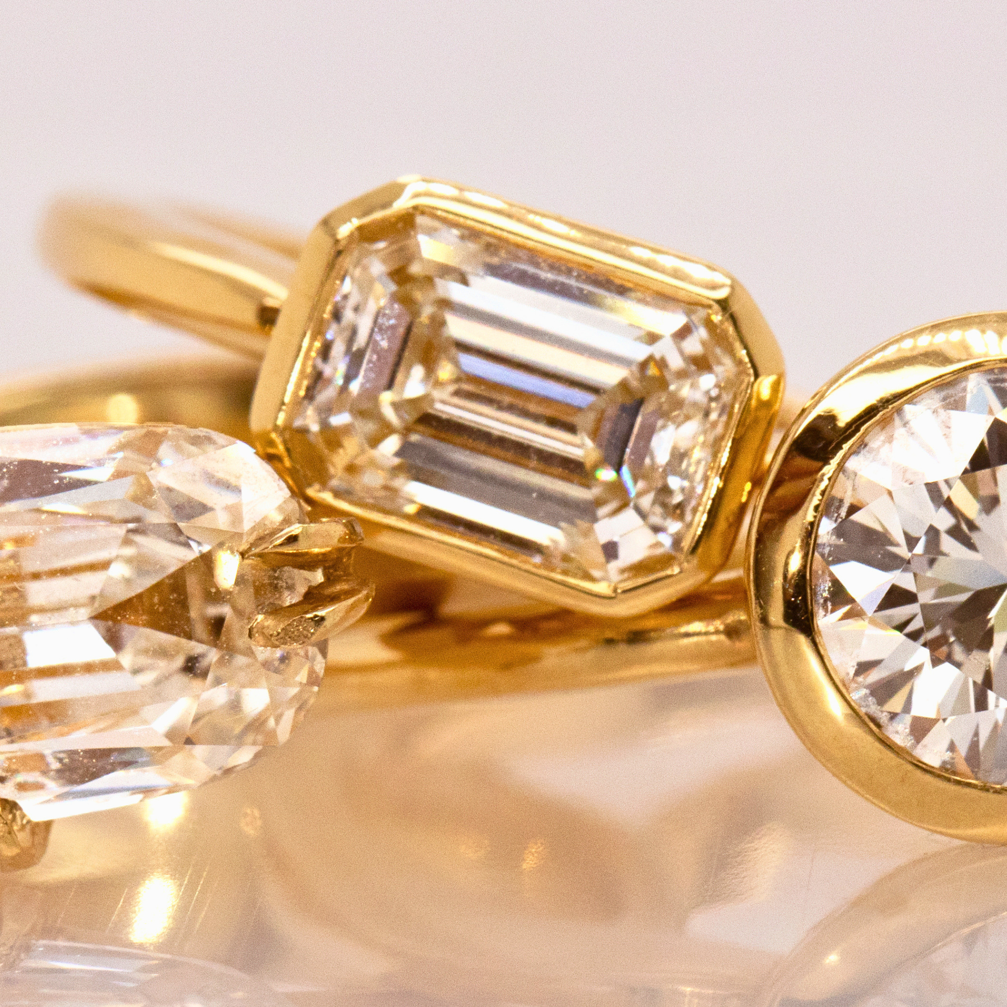 Lab-Grown Emerald Cut Diamond Bezel Solitaire Tapered Band 14k Gold Engagement Ring | Style Melissa