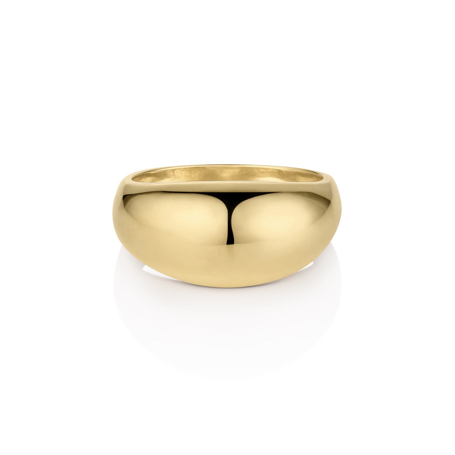 14k gold ring large puffed dome shape in solid gold shown on a white background