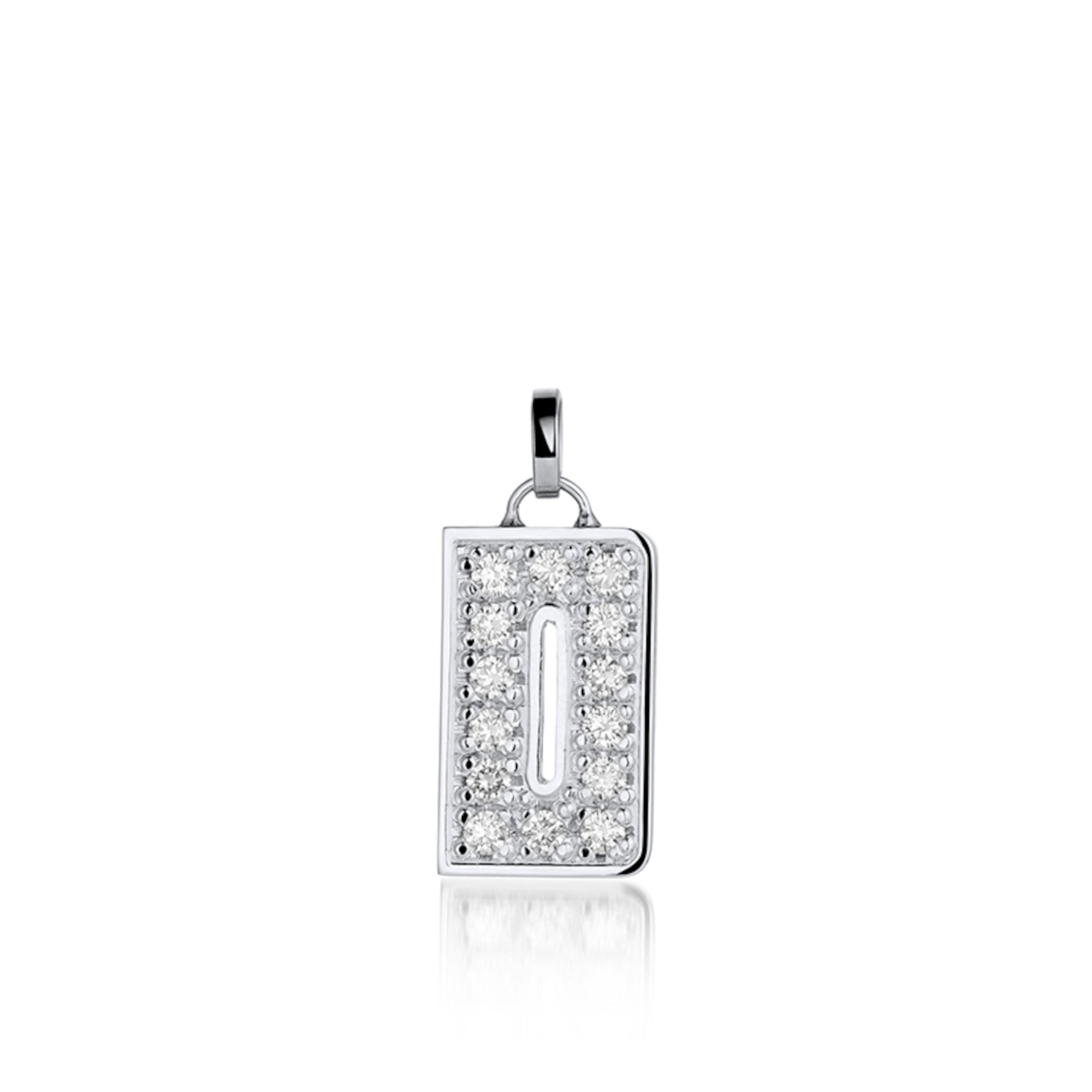 14k rose Gold diamond studded pendant shaped like the letter "D" Pendant shown on white background.