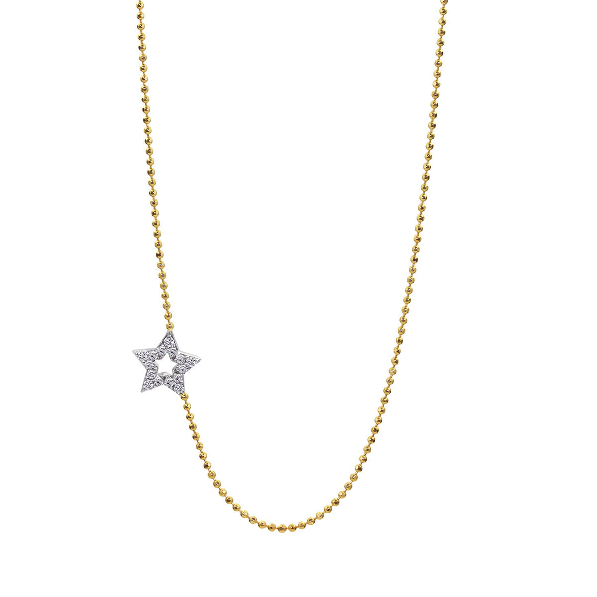 14k Gold Offset Pavé Diamond Star Choker Necklace | Julez Bryant