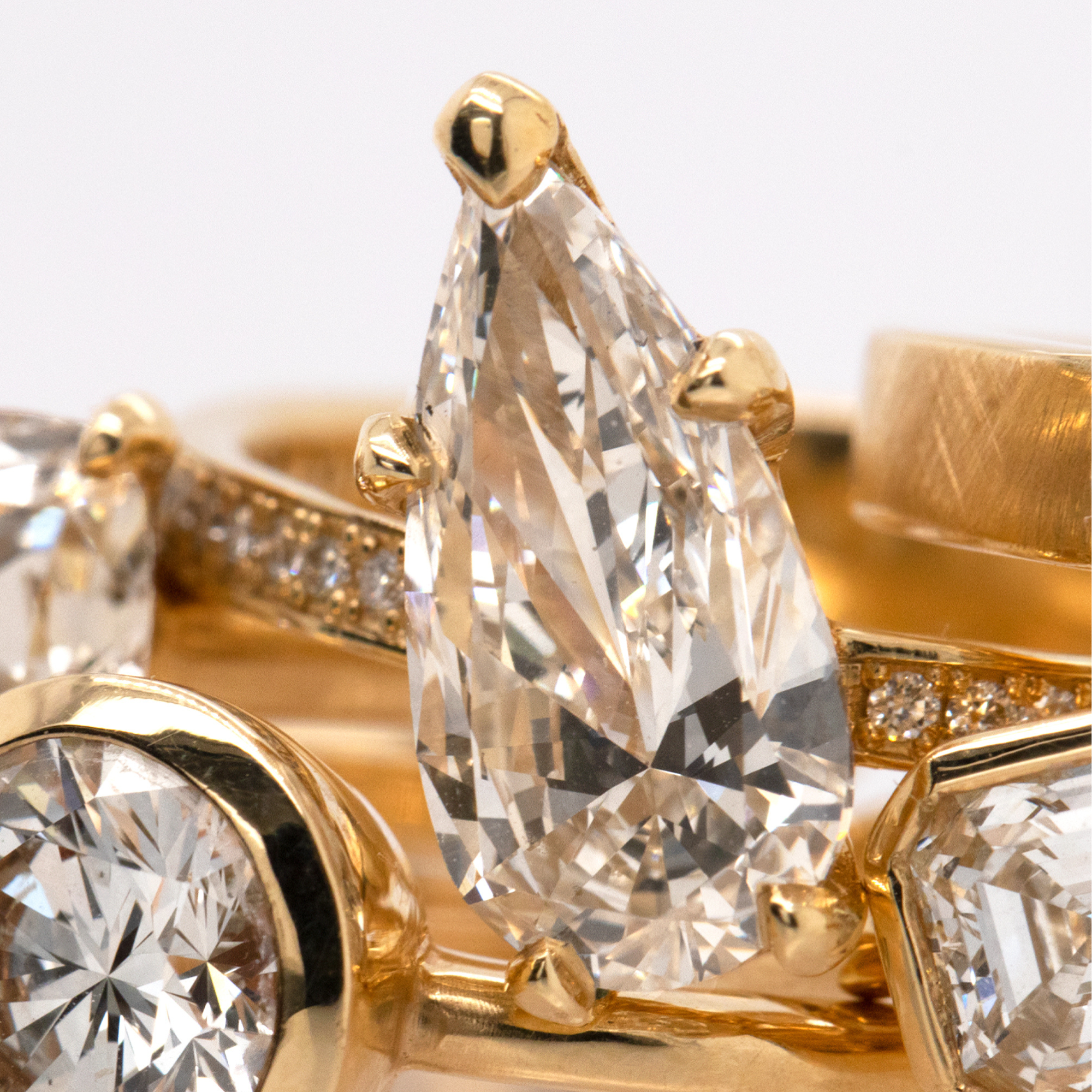 Lab-Grown Tilted Pear Diamond Pavé Half Eternity Band 14k Gold Engagement Ring | Style Amelia