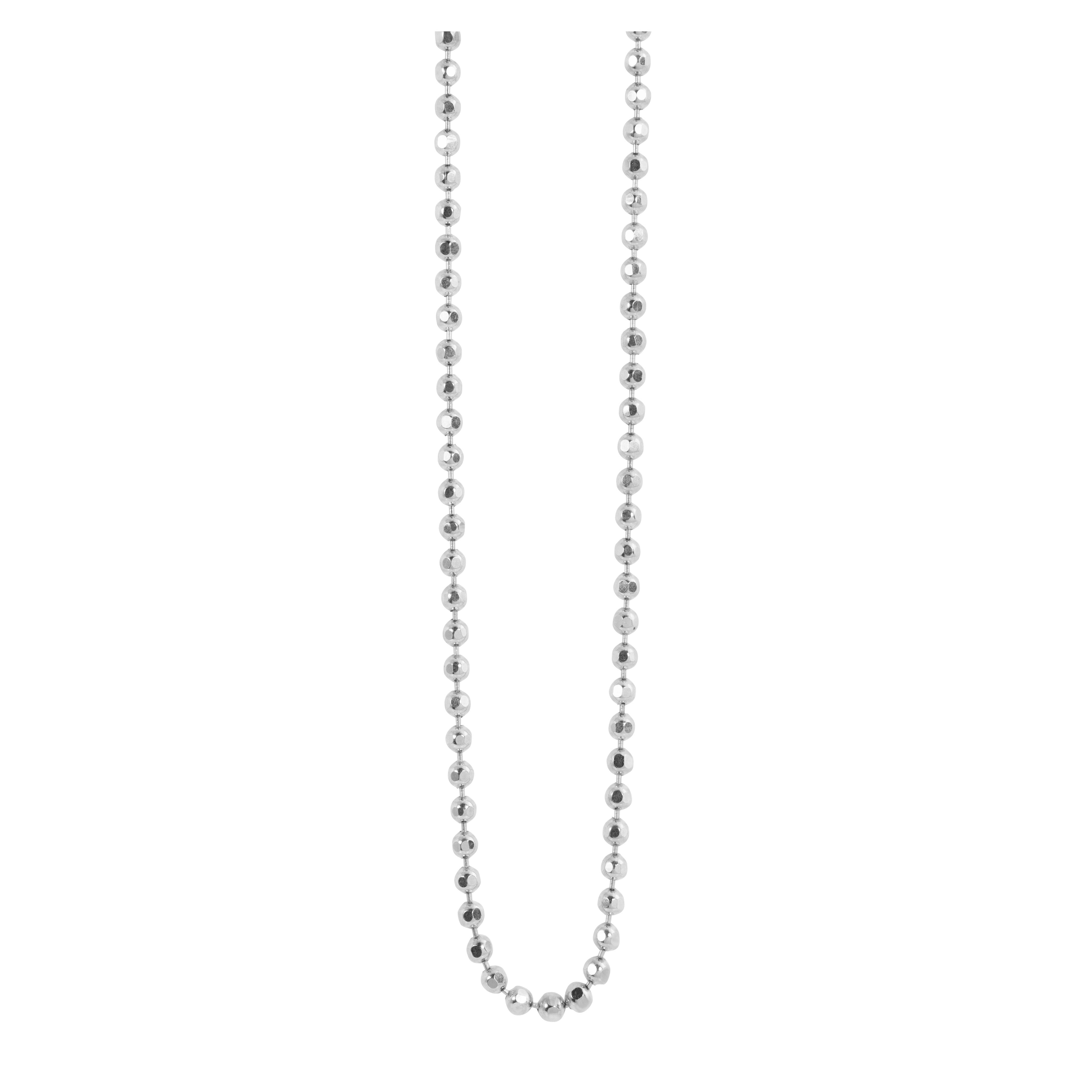 1.5mm white gold ball chain necklace with shimmer effect