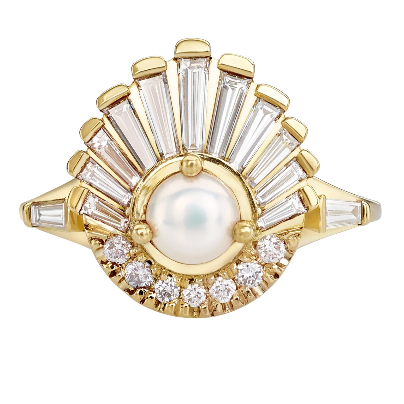 Artemer Art Deco Pearl and Diamond Ring