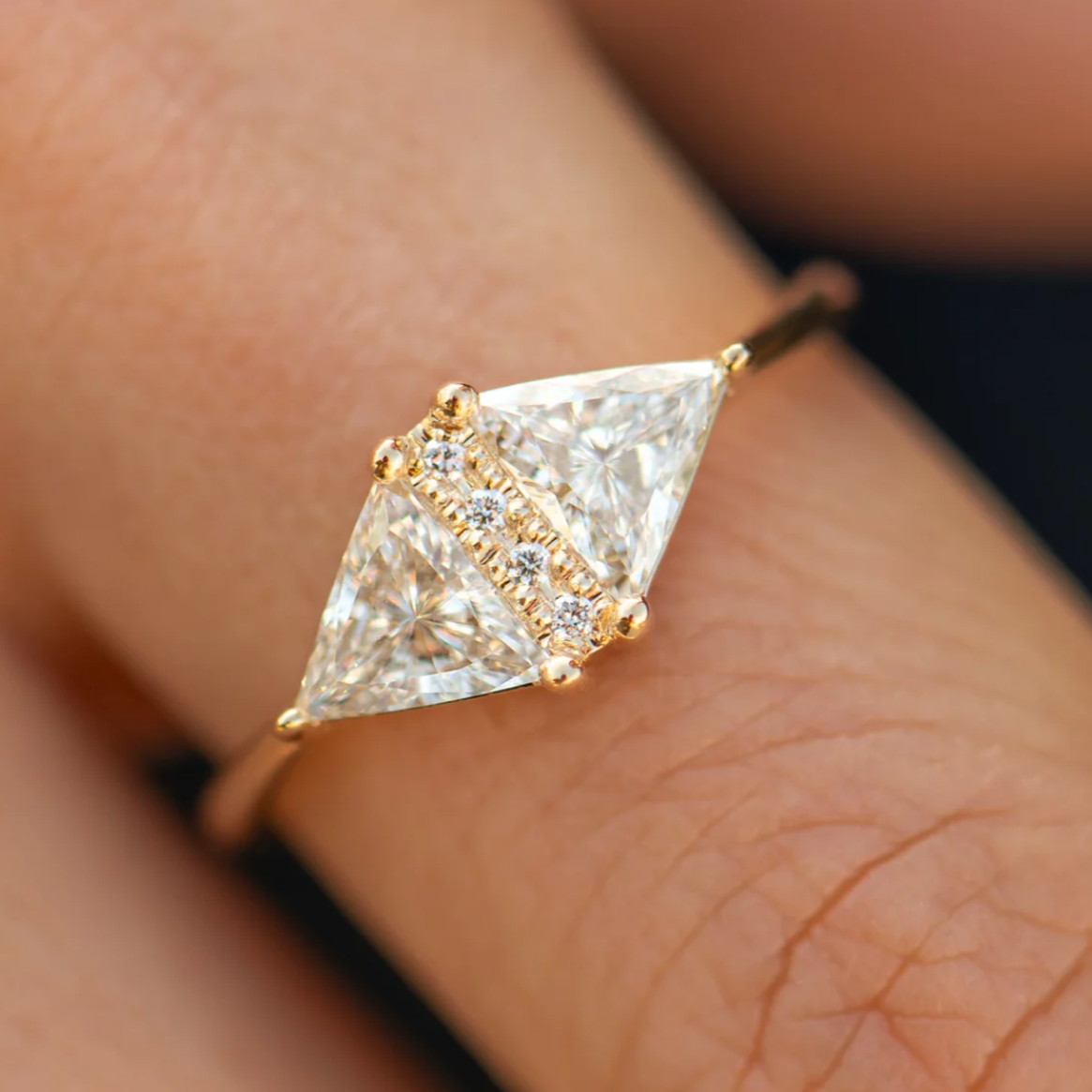Artemer Two Triangle Cut Diamond Ring