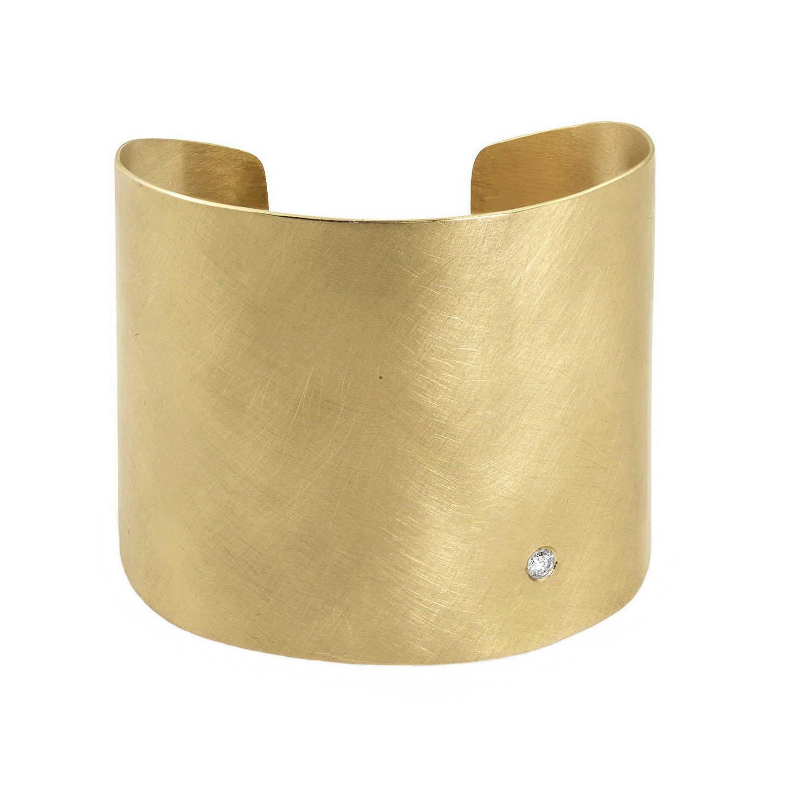 14k yellow gold BOLD extra wide cuff bracelet with one diamond
