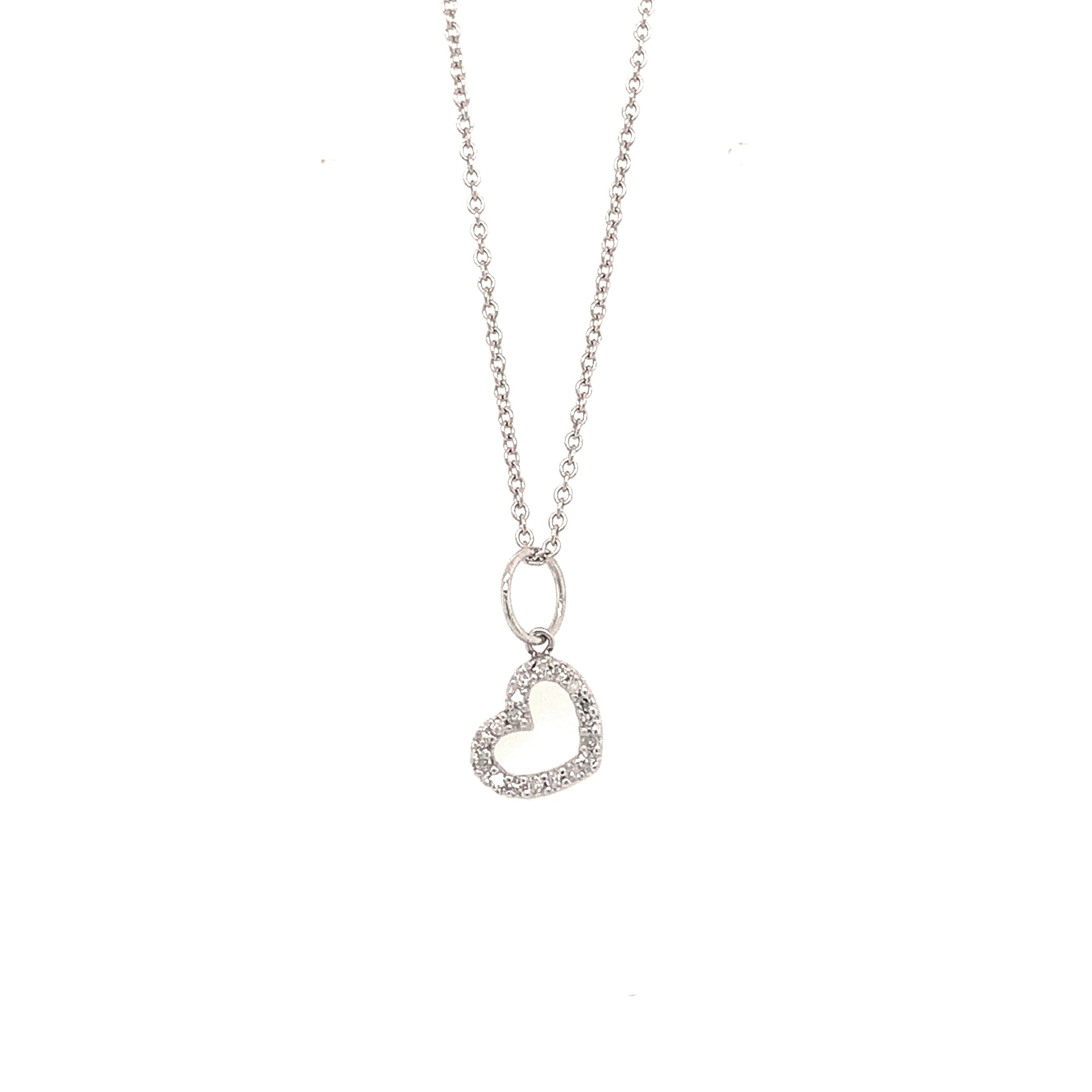 14k white gold diamond floating heart