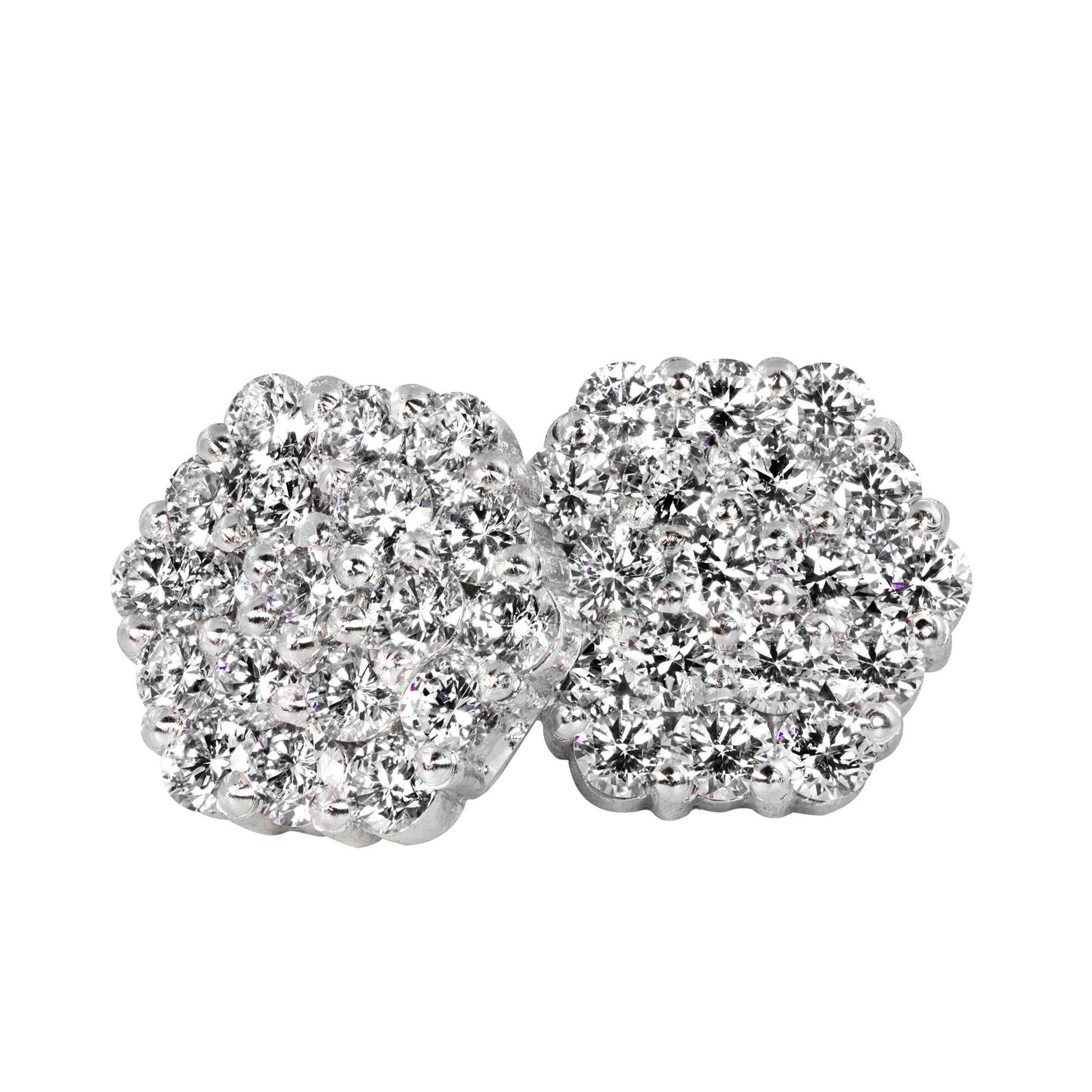 14k white gold GAIL diamond cluster post earrings