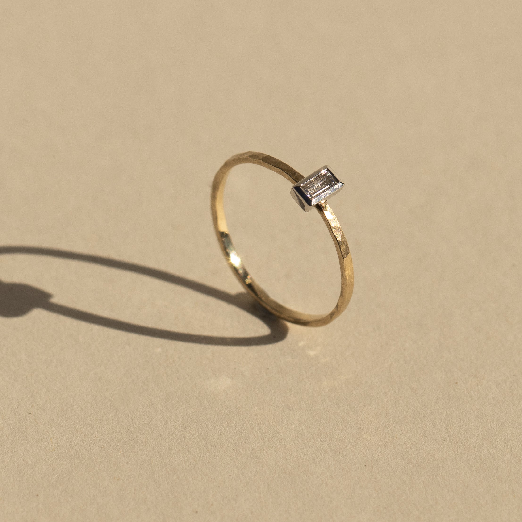14k gold GELP baguette stacker ring
