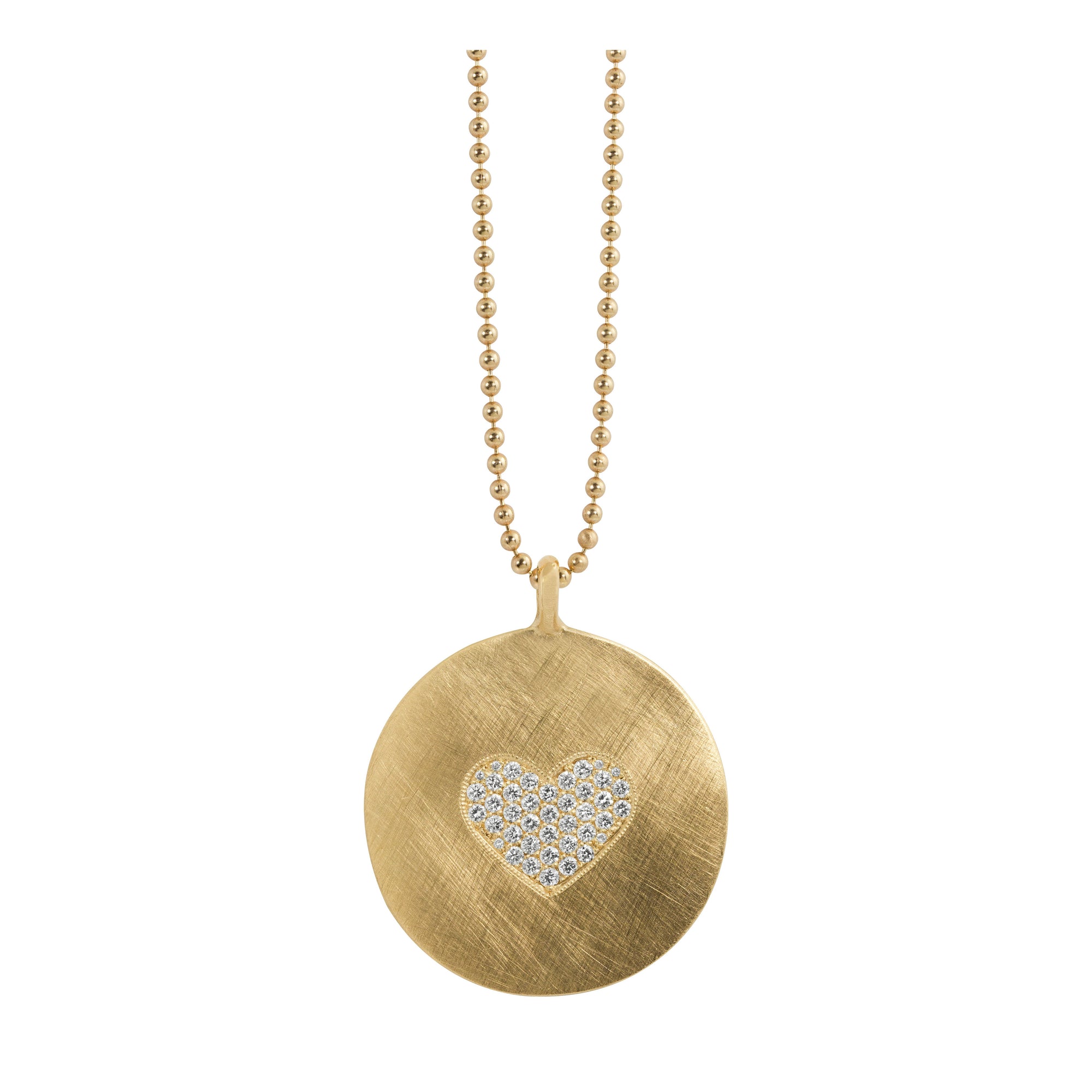 14k yellow gold x-large LACY medallion with diamond heart center