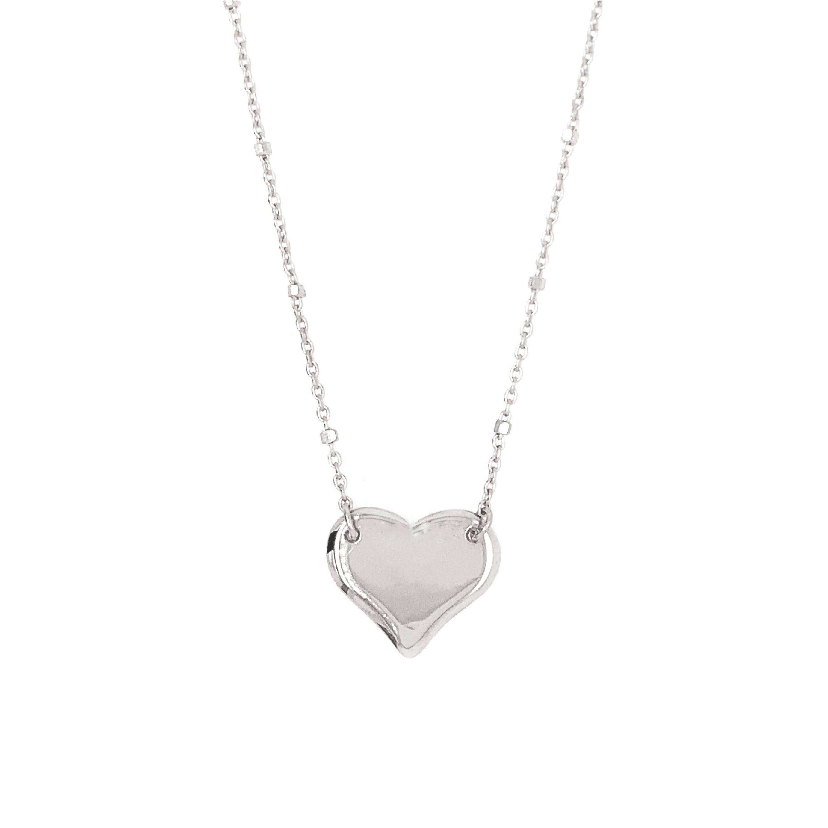 14k white gold LAZA heart necklace