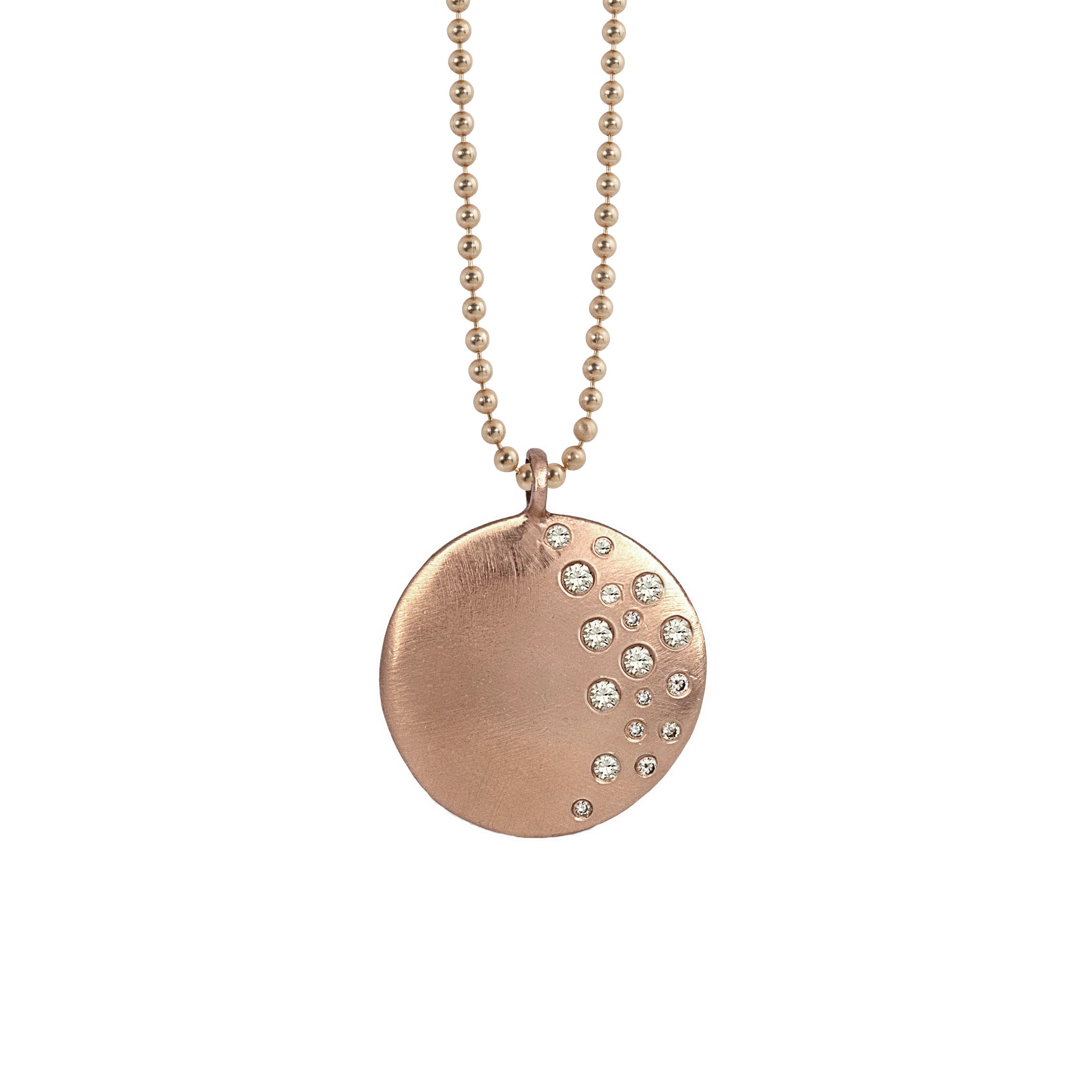 14k rose gold x-large MINA medallion with scattered diamonds