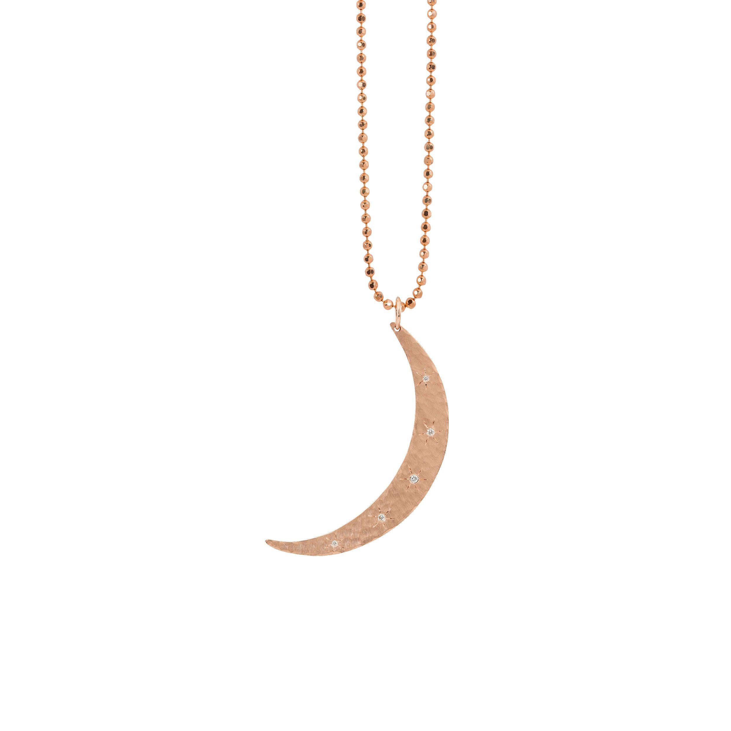 14k rose gold medium MOBI moon with 5 diamonds