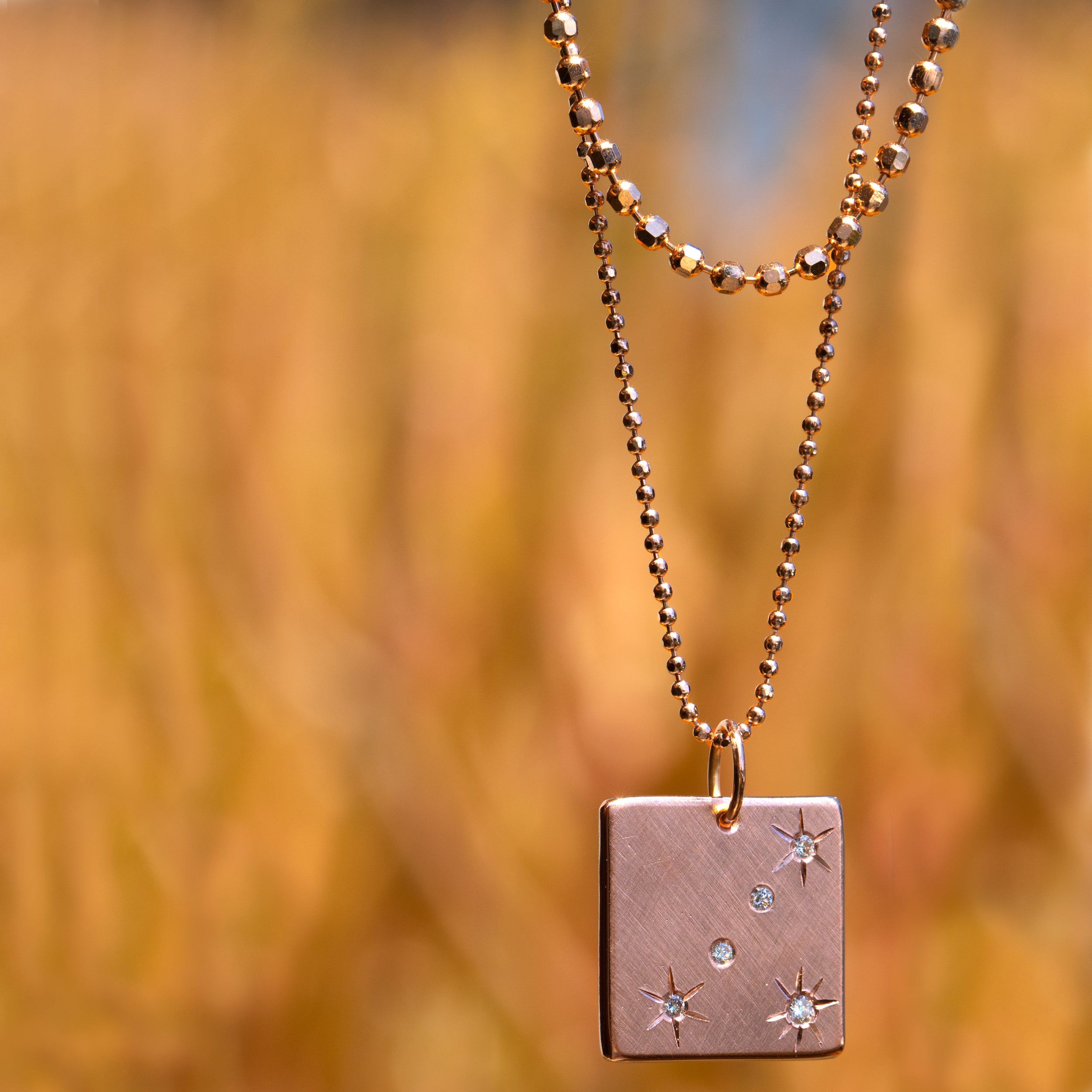 MORU 14k Gold Square Starburst