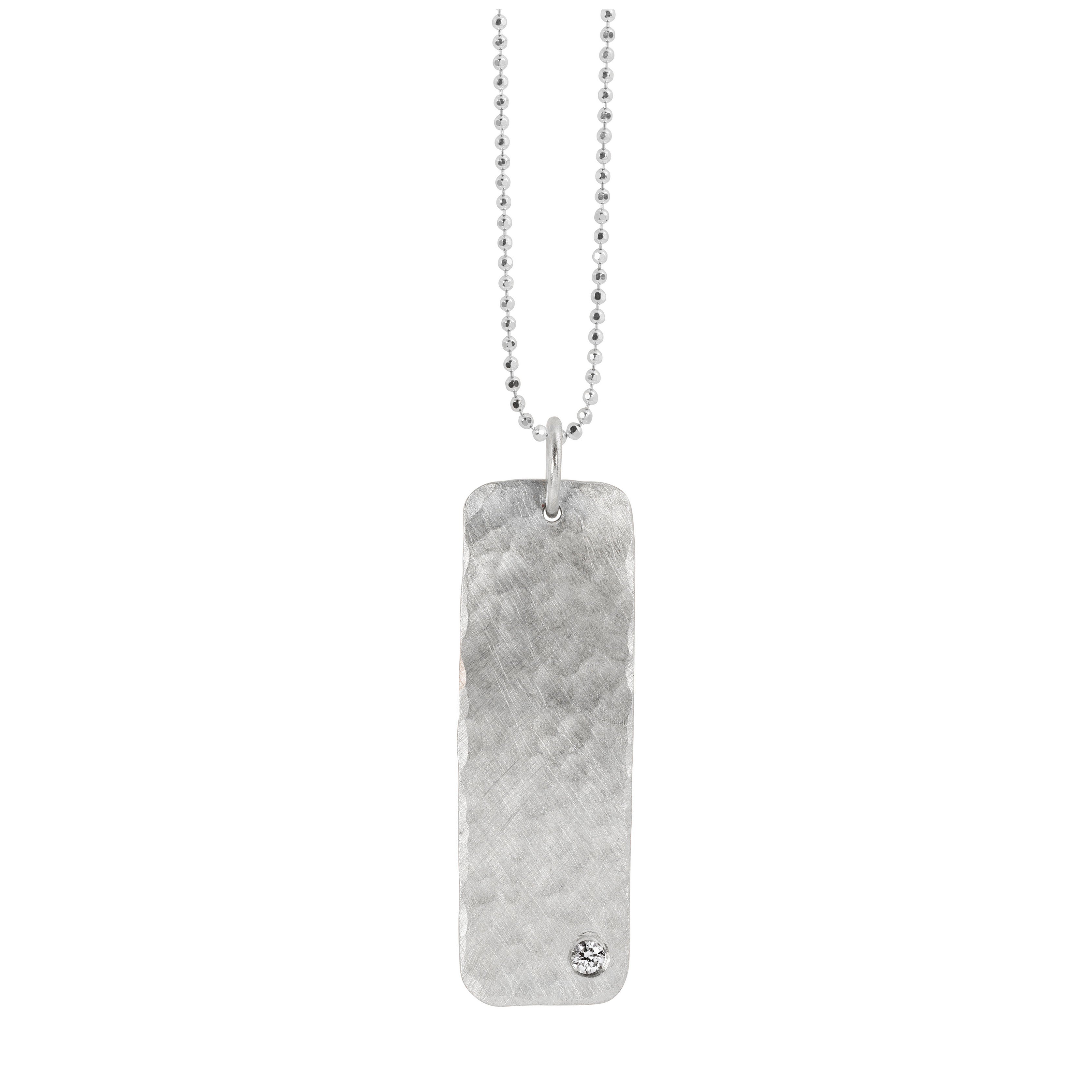 14k white gold NIKI bar pendant with one diamond