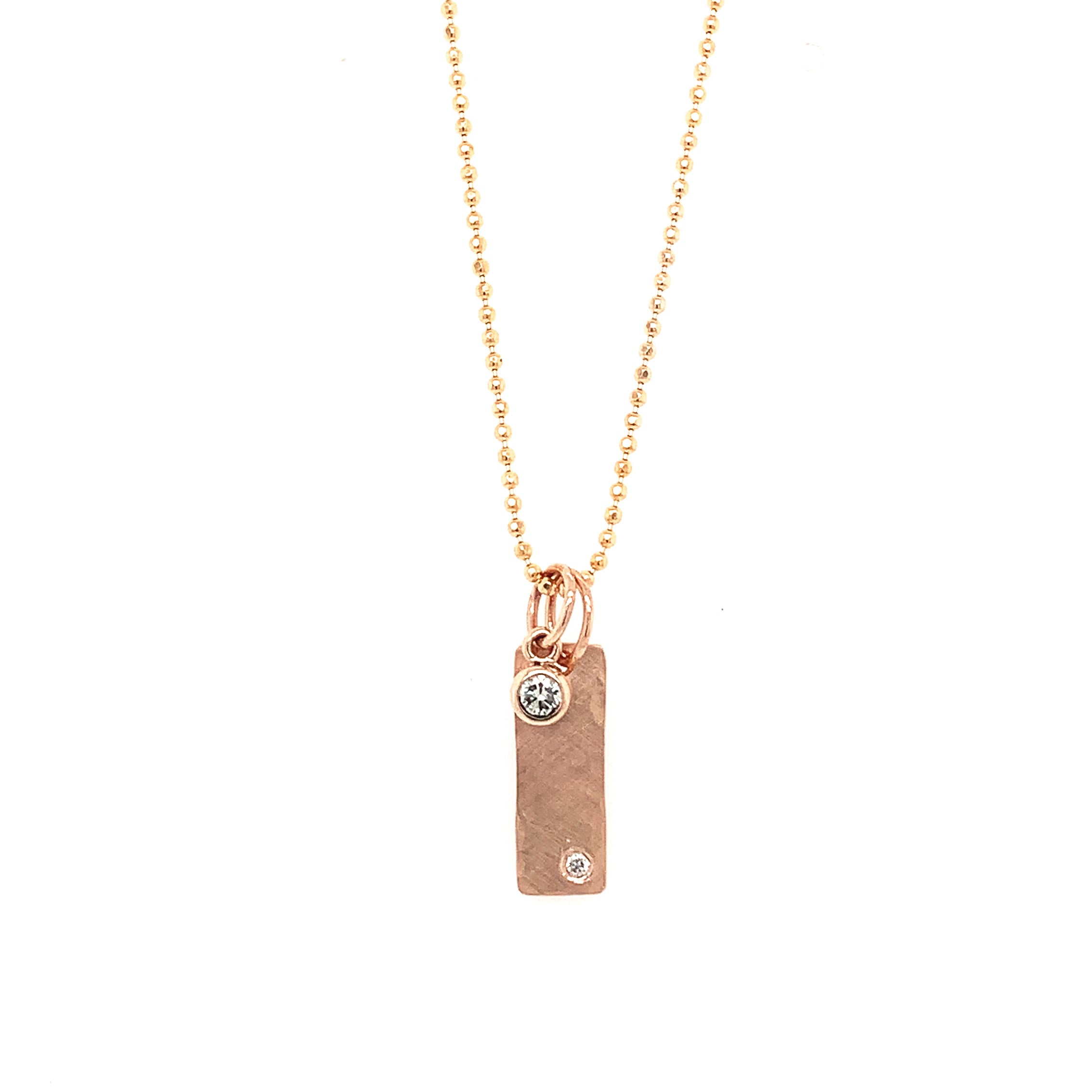14k rose gold NIKI baby bar with BEZI diamond charm