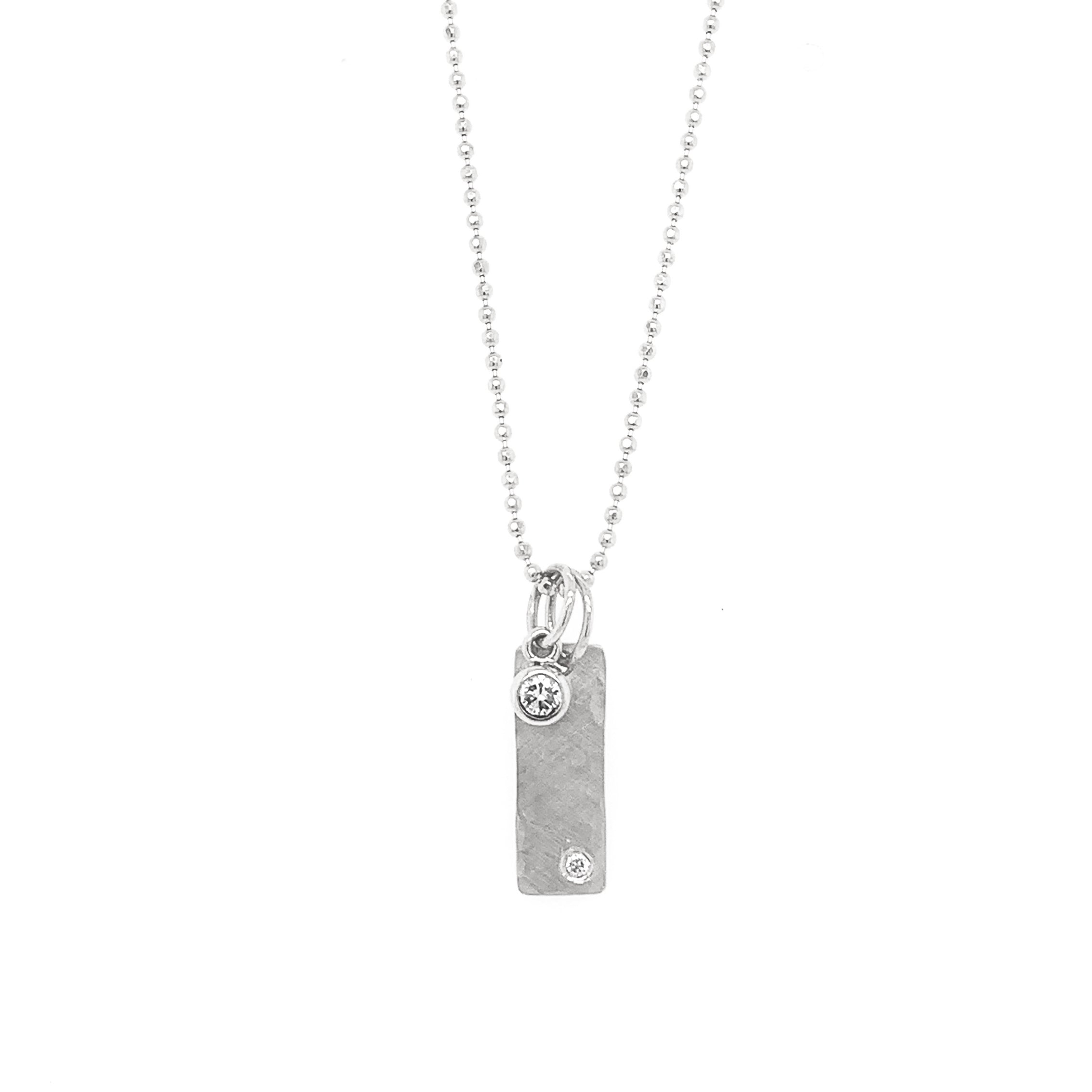 14k white gold NIKI baby bar with BEZI diamond charm