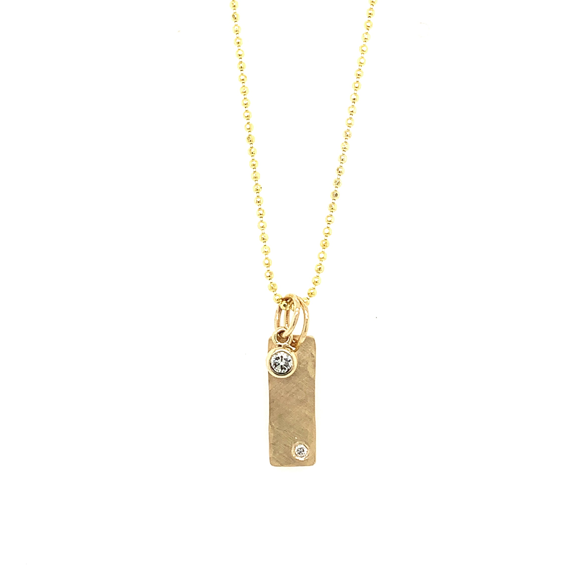 14k yellow gold NIKI baby bar with BEZI diamond charm