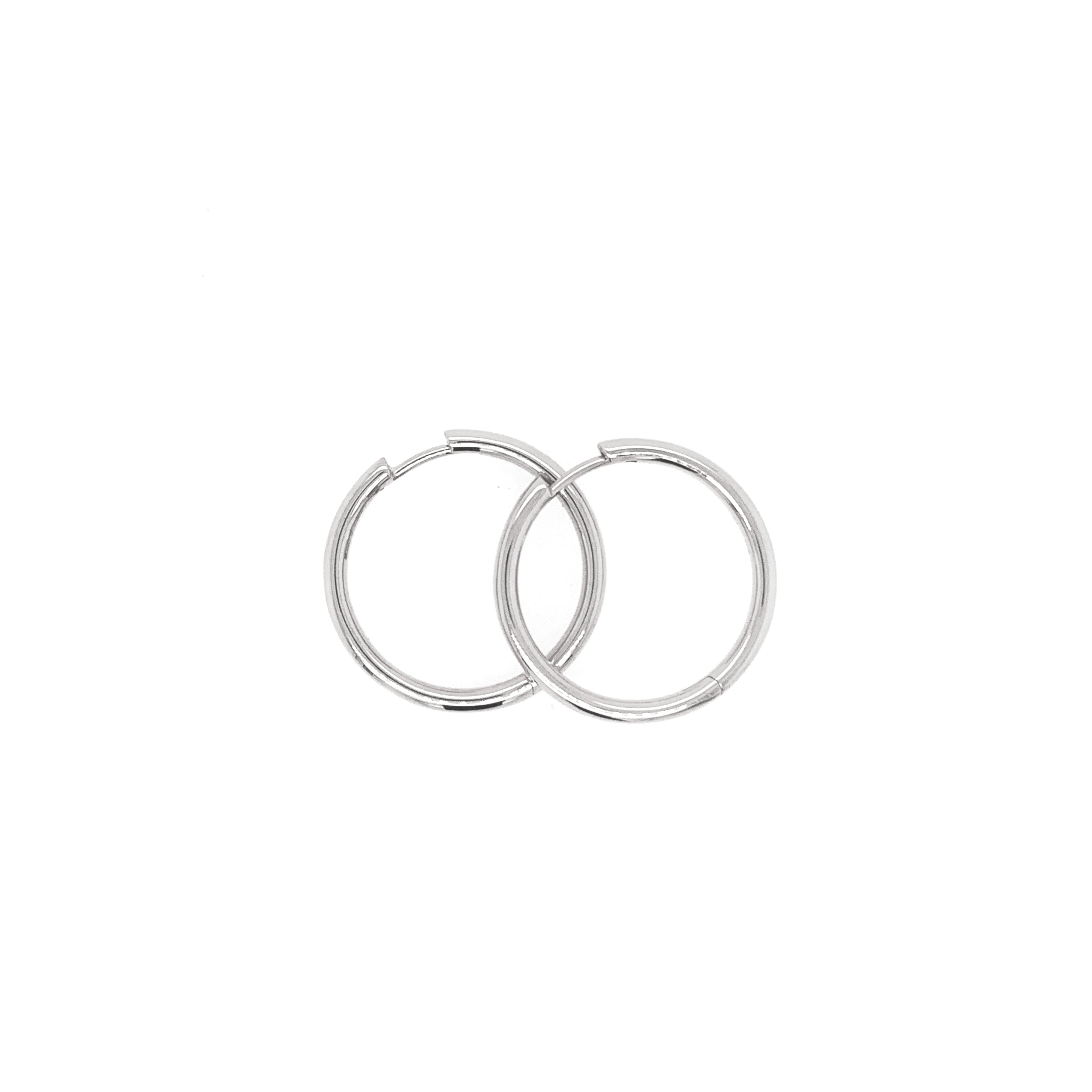 14k white gold OLAS hinged hoop earrings