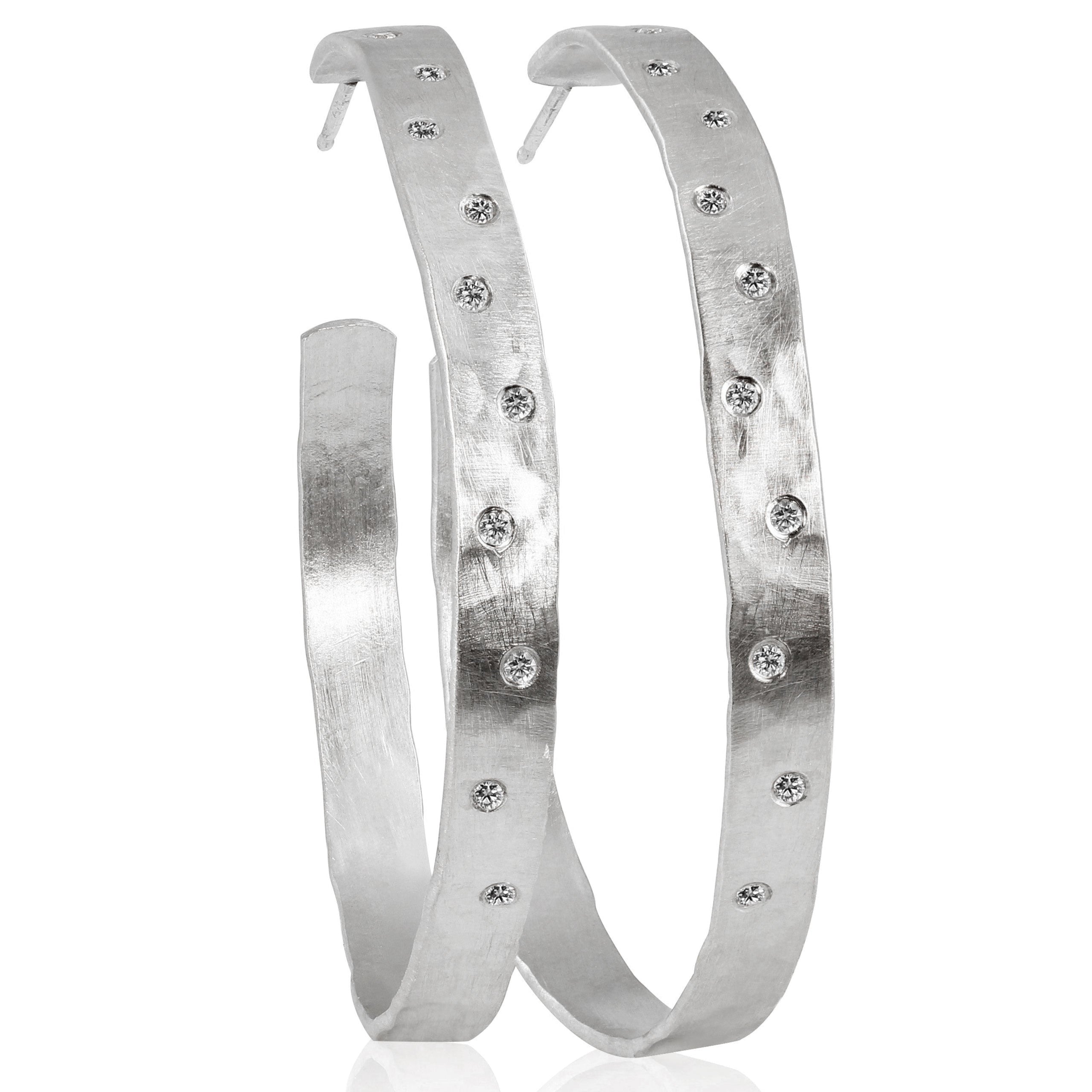 14k white gold large OPAR wide hoop earrings