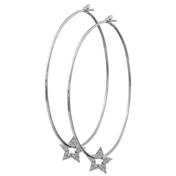 14k white gold ORMS hoops with diamond STAR charms