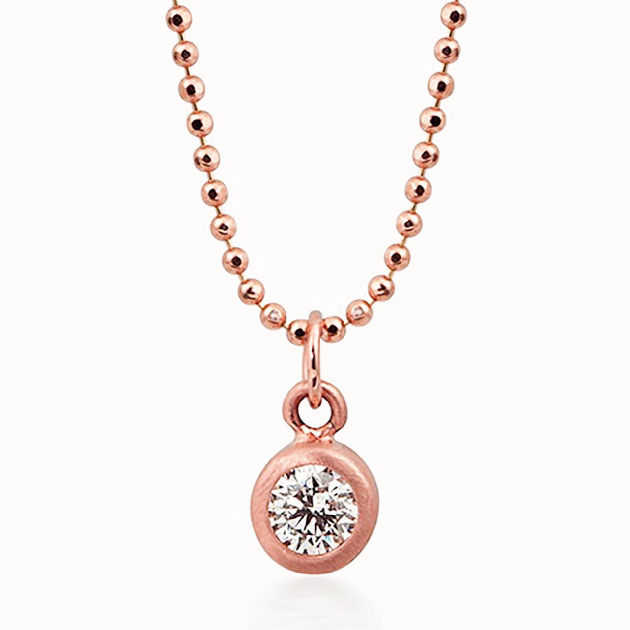 14k rose gold OTTO diamond pendant in bezel setting