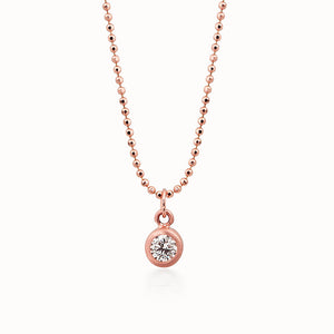 14k rose gold OTTO diamond pendant in bezel setting