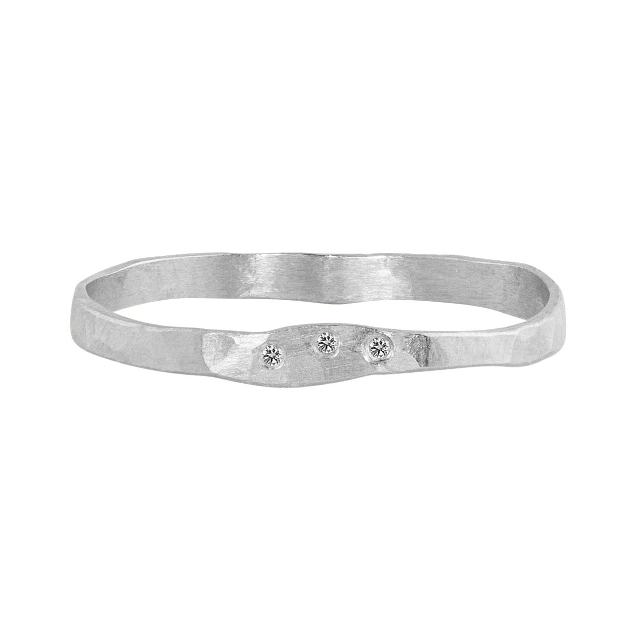 14k white gold PRIM stacker ring with 3 diamonds