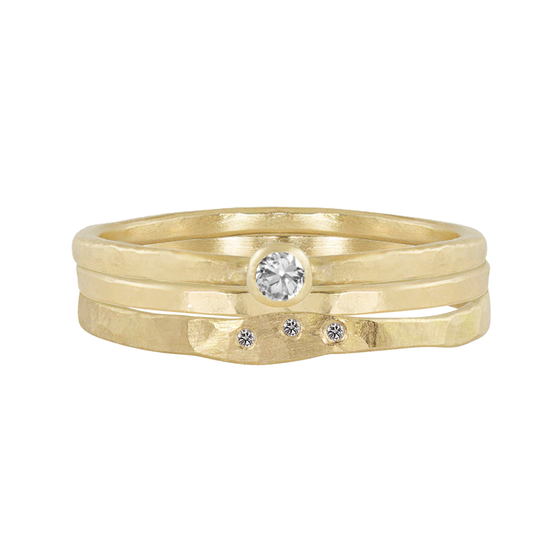14k yellow gold RELA stacker ring with diamond