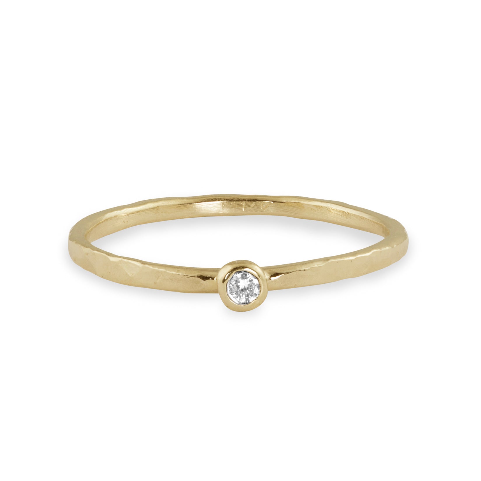 14k yellow gold RELA stacker ring with diamond
