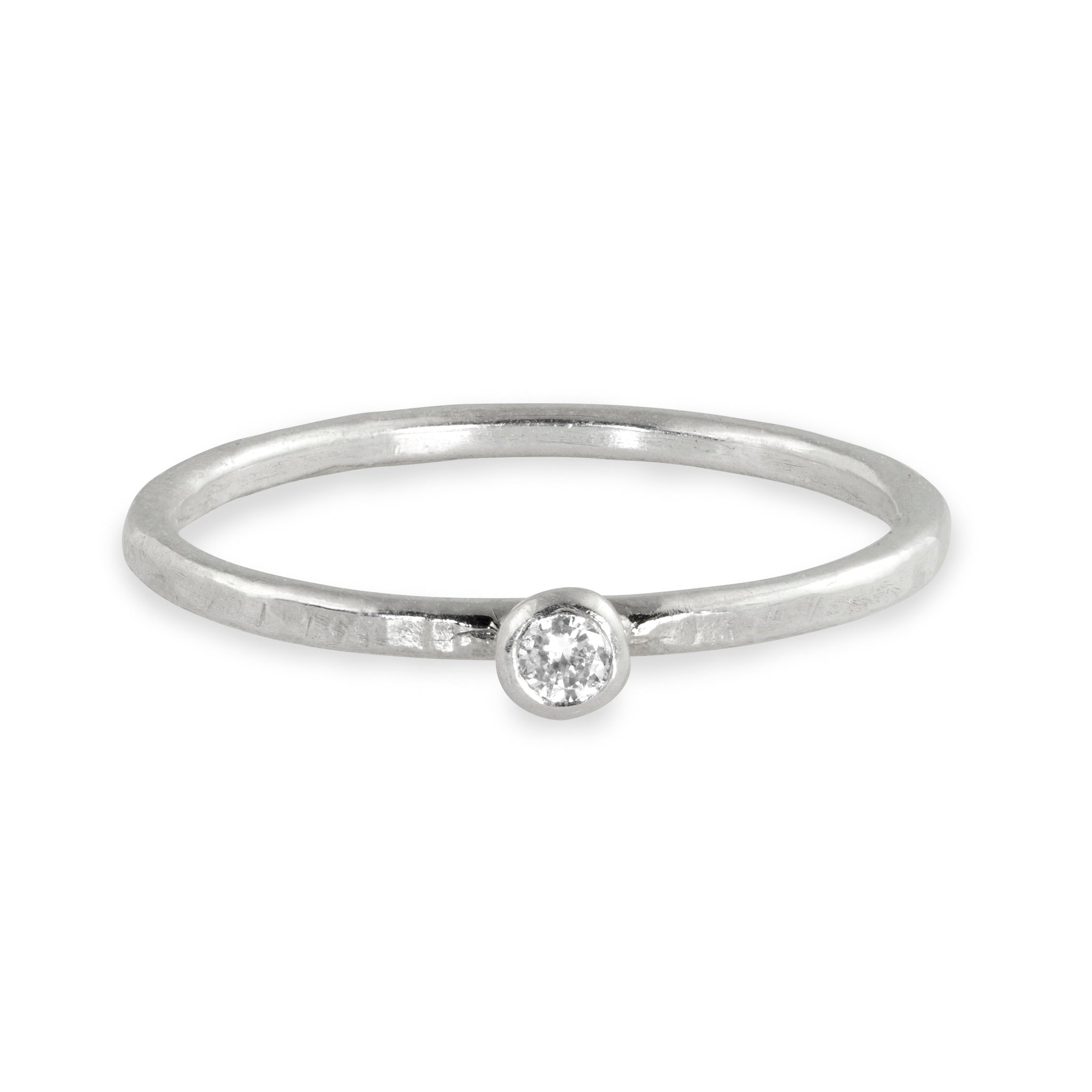 14k white gold RELA stacker ring with diamond