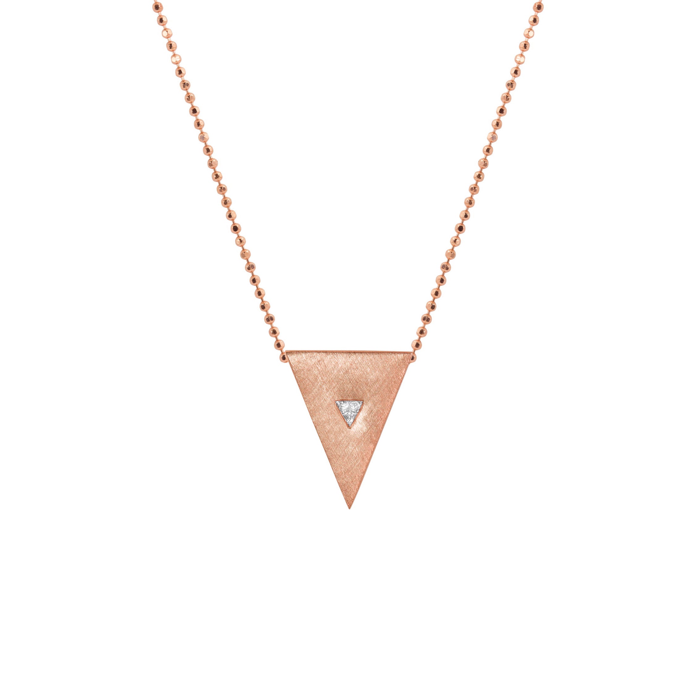 TISA 14k Gold Trillion Diamond Triangle Pendant Necklace