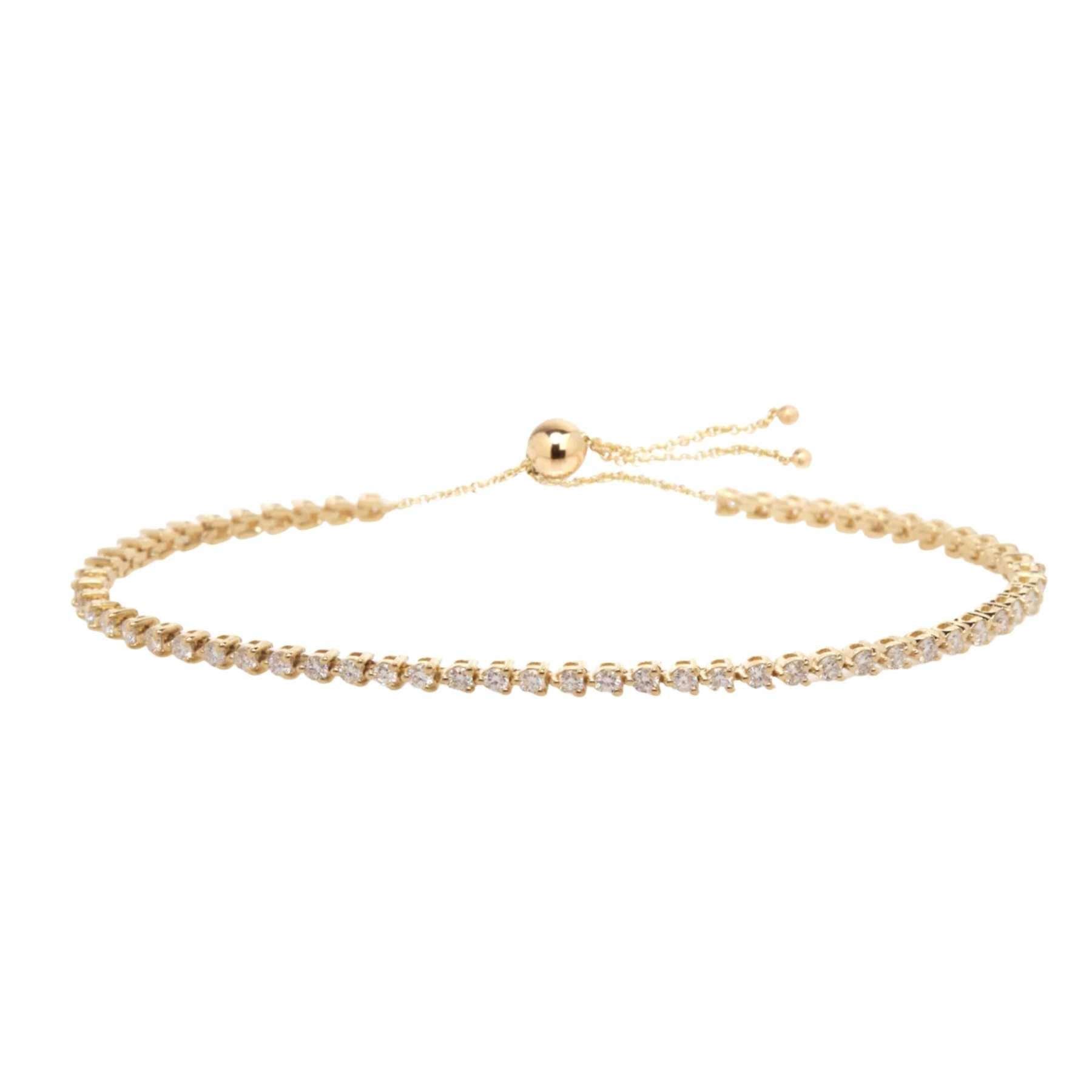 Zoe Chicco 14k - 3 Prong Diamond Tennis Bolo Bracelet