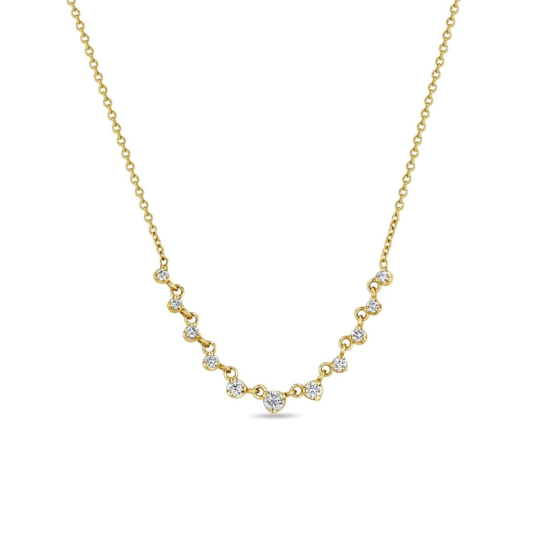 Zoe Chicco 14k 11 Linked Graduated Prong Diamond Necklace